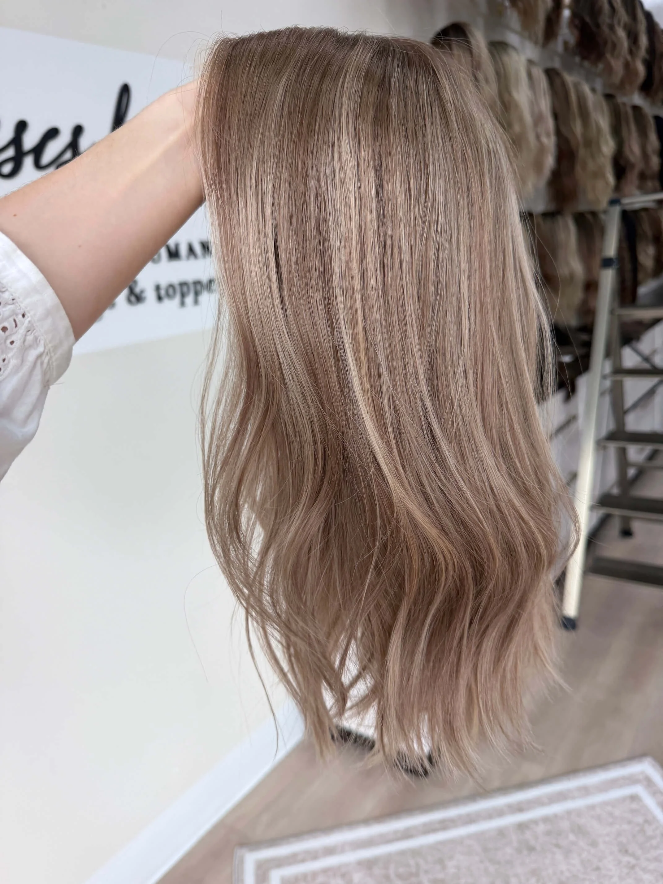 20-inch blonde human hair wig with low density