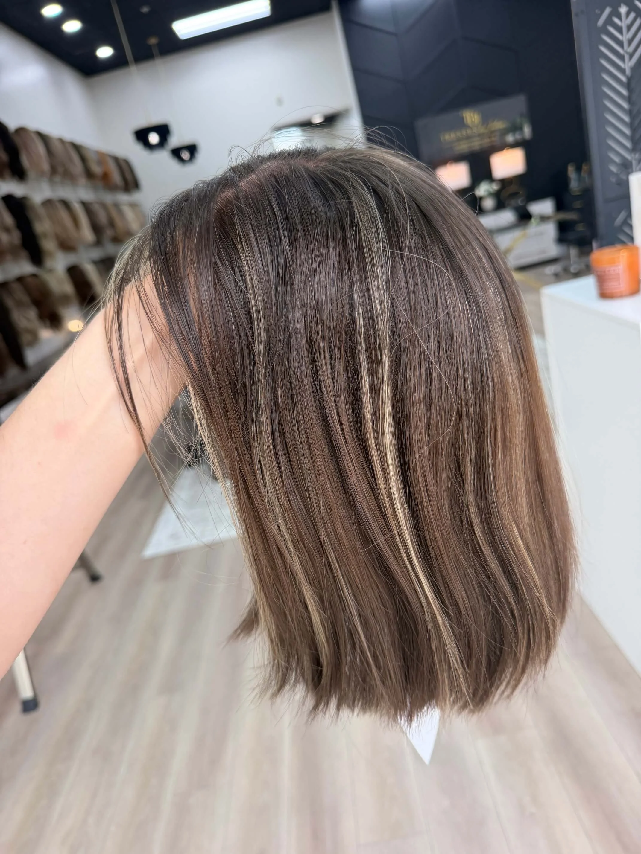 13-inch brown human hair wig in Brown