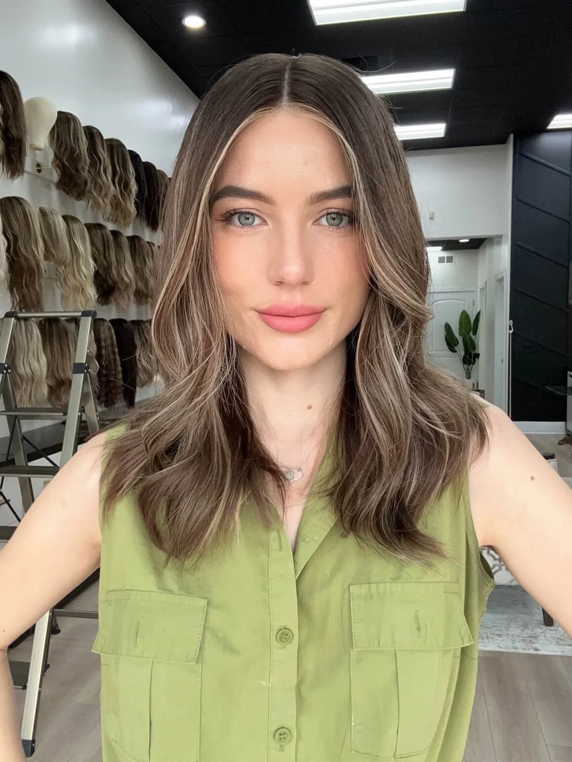 20-inch brown human hair wig with 20-inch length