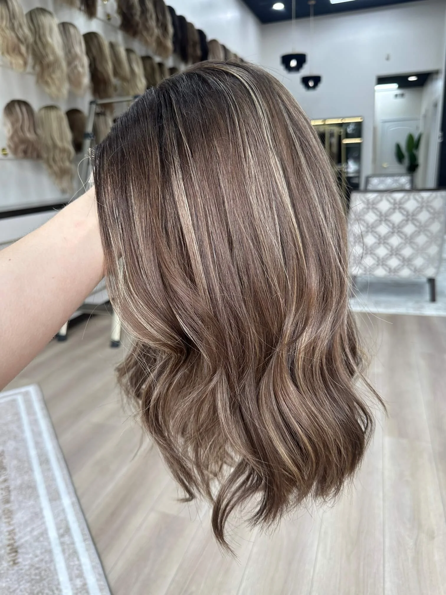 20-inch brown human hair wig with 20-inch length