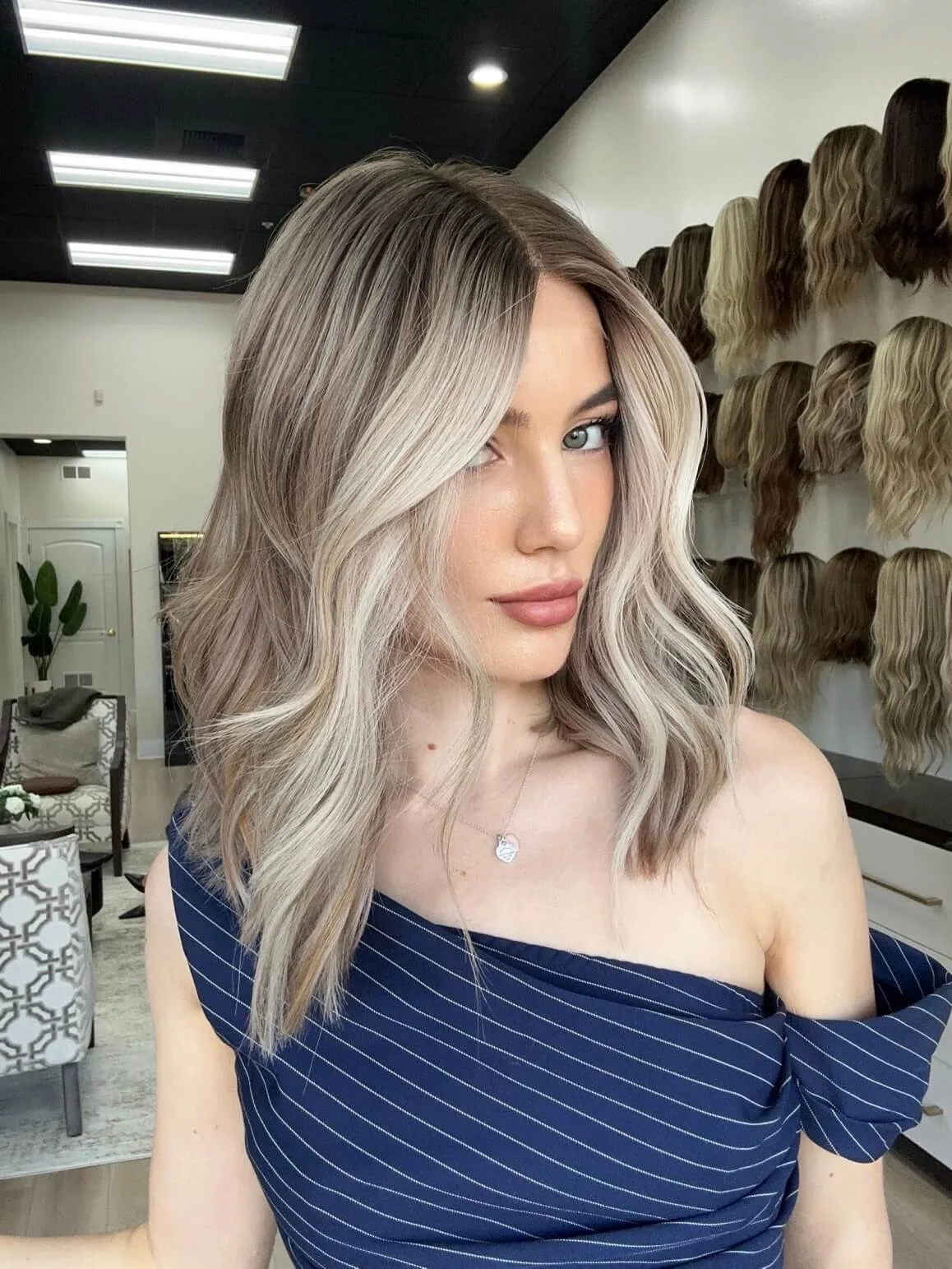 18-inch blonde Slavic human hair wig with Low density