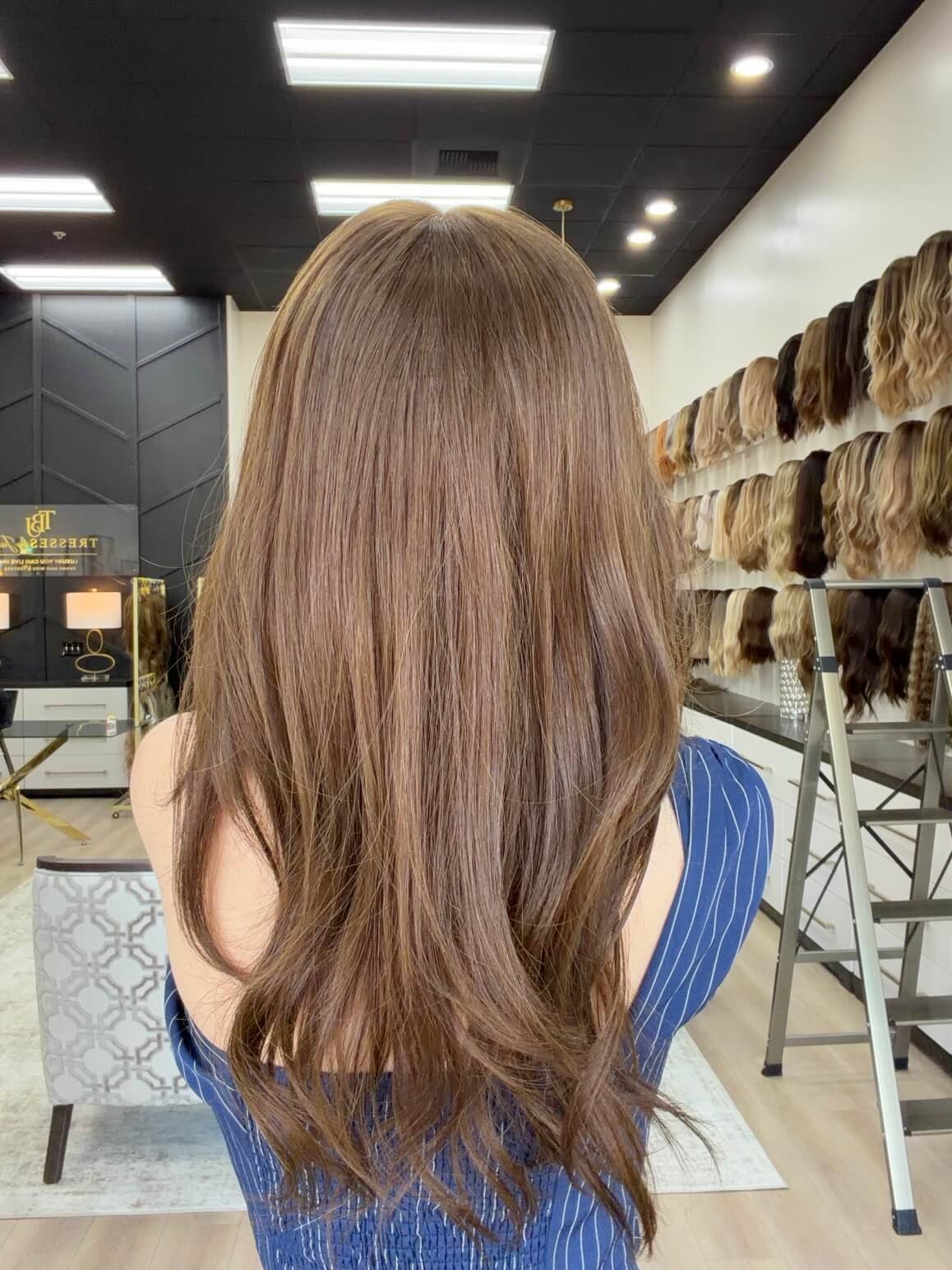 24-inch brown human hair wig in Brown