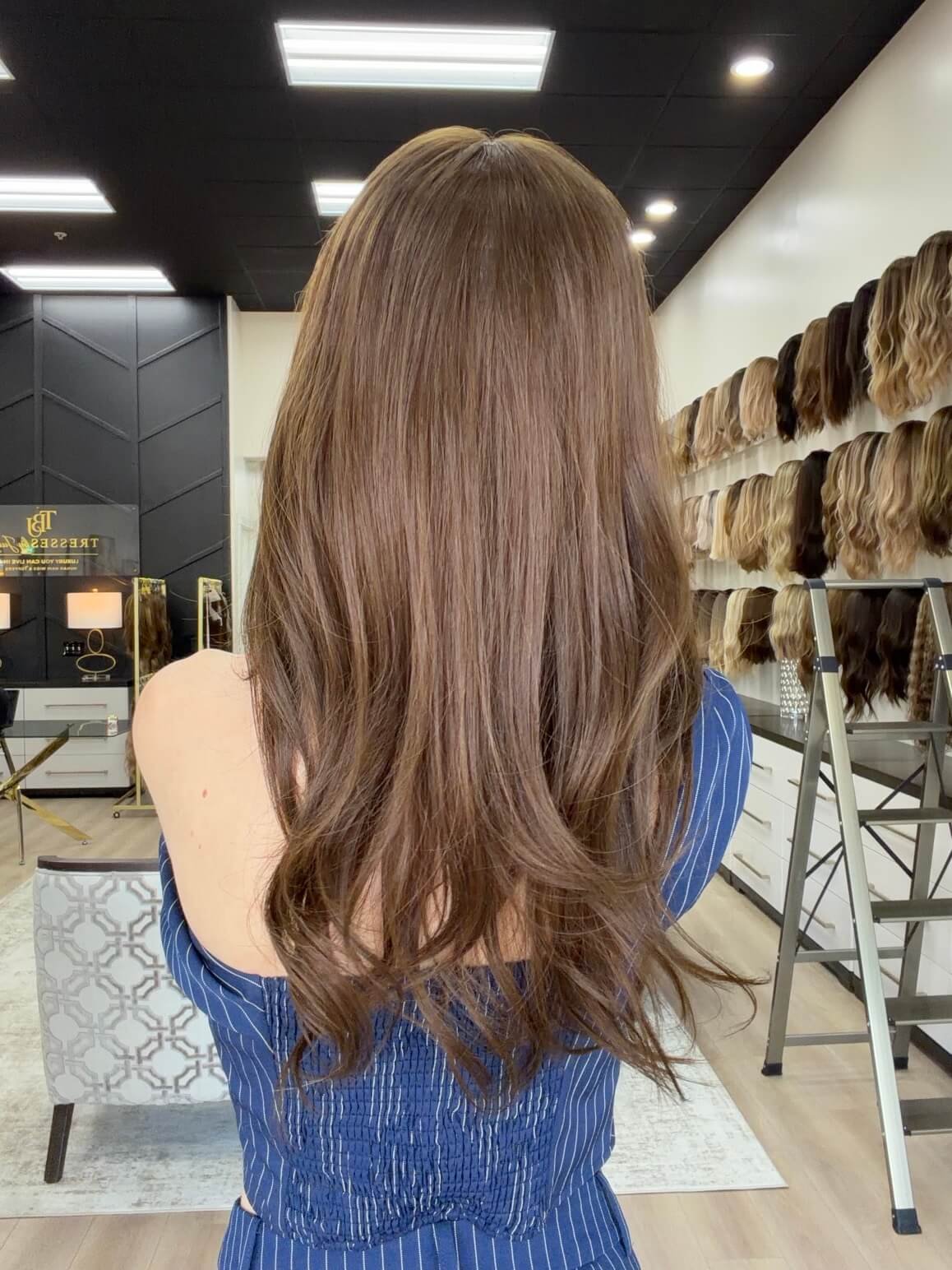24-inch brown human hair wig with 24-inch length