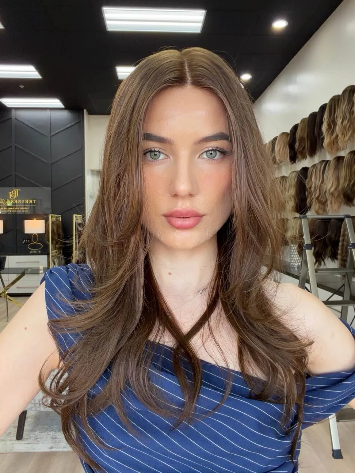 24-inch brown human hair wig with 24-inch length