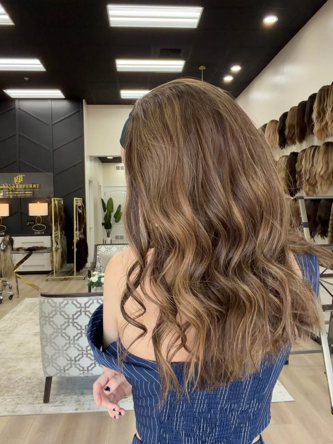 21-inch brown Slavic human hair wig with 21-inch length