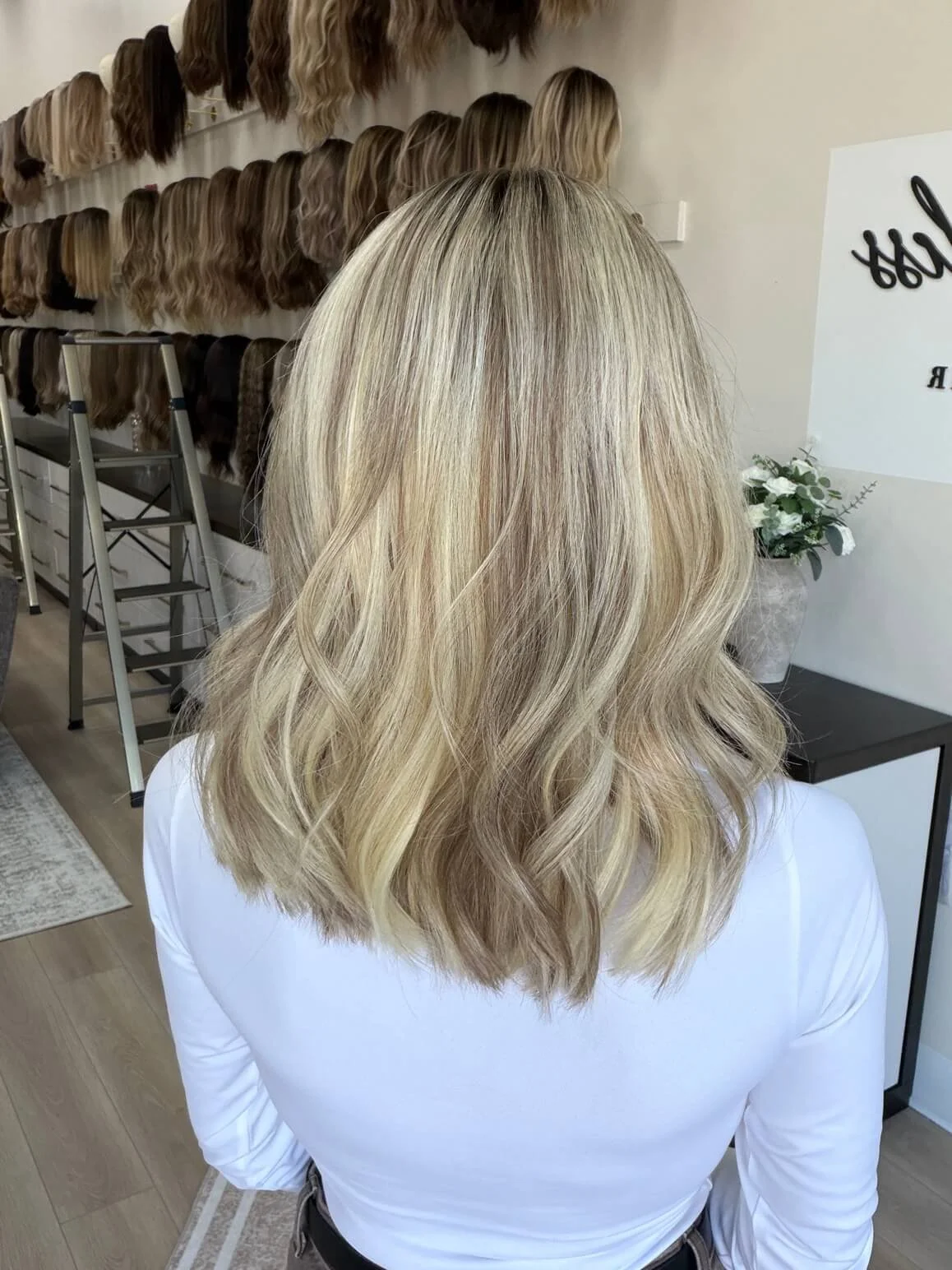 17-inch blonde Slavic human hair wig with 17-inch length