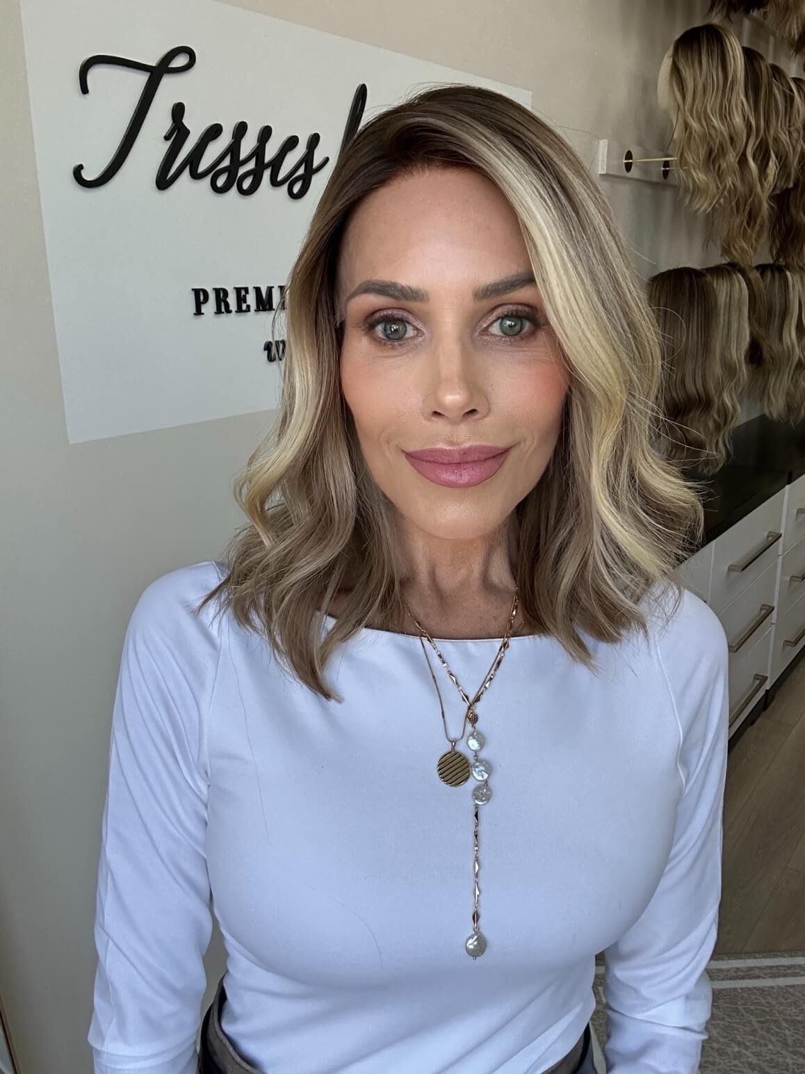 16-inch blonde Slavic human hair wig with 120% Hair density