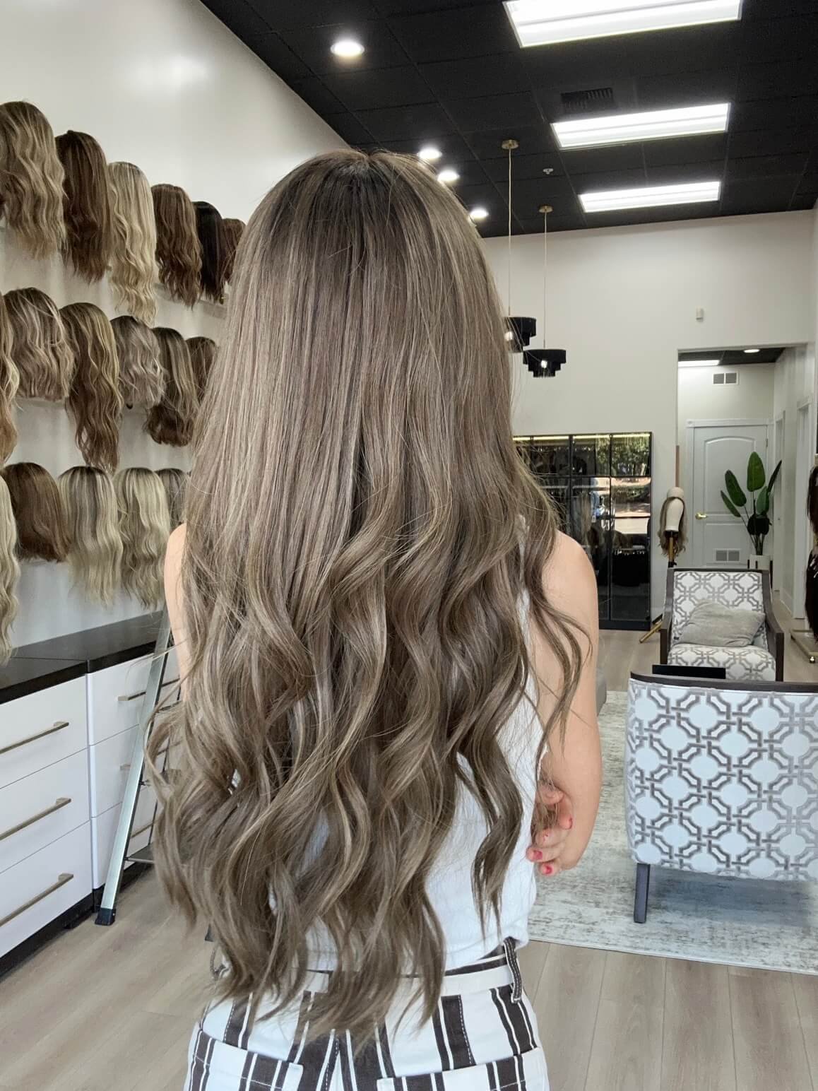 28-inch brown human hair wig in Brown