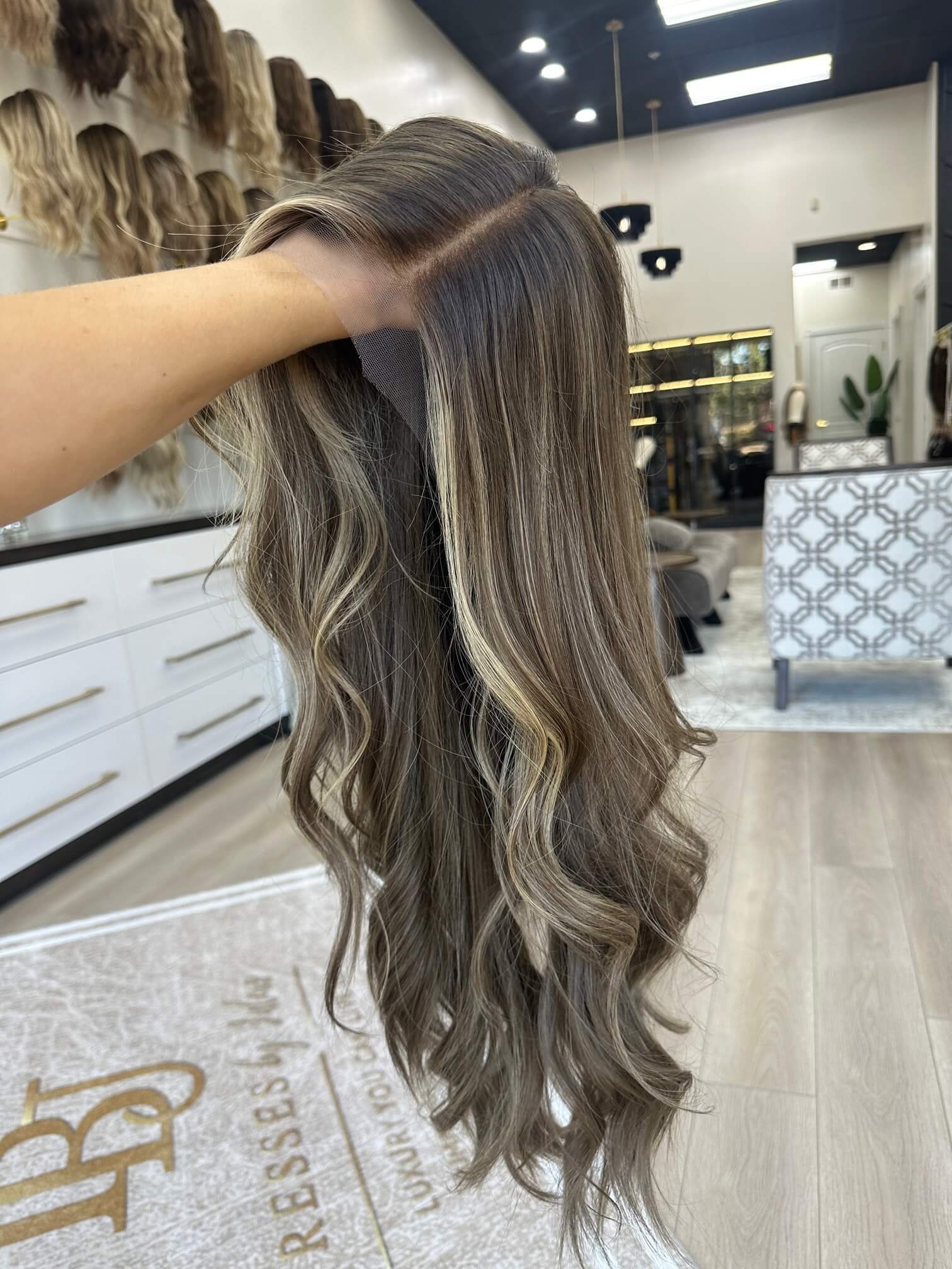 28-inch brown human hair wig with 28-inch length