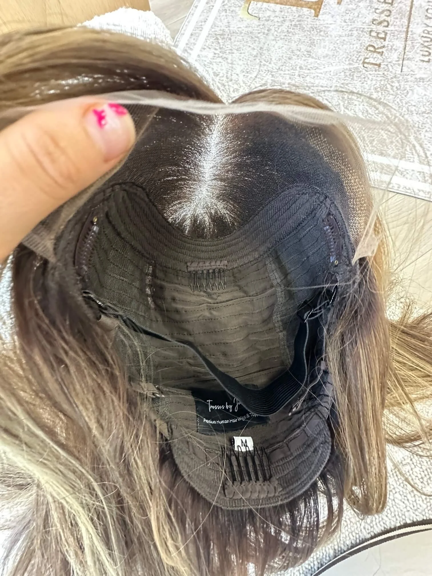 17-inch bronde Slavic human hair wig with Low Density