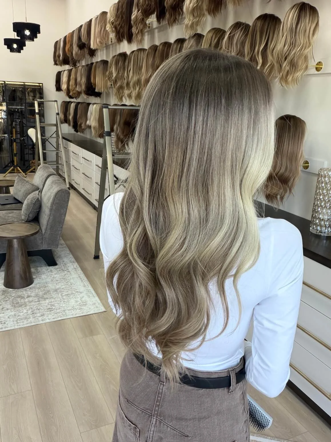 25-inch blonde Slavic human hair wig with a Diamond Lace Top base