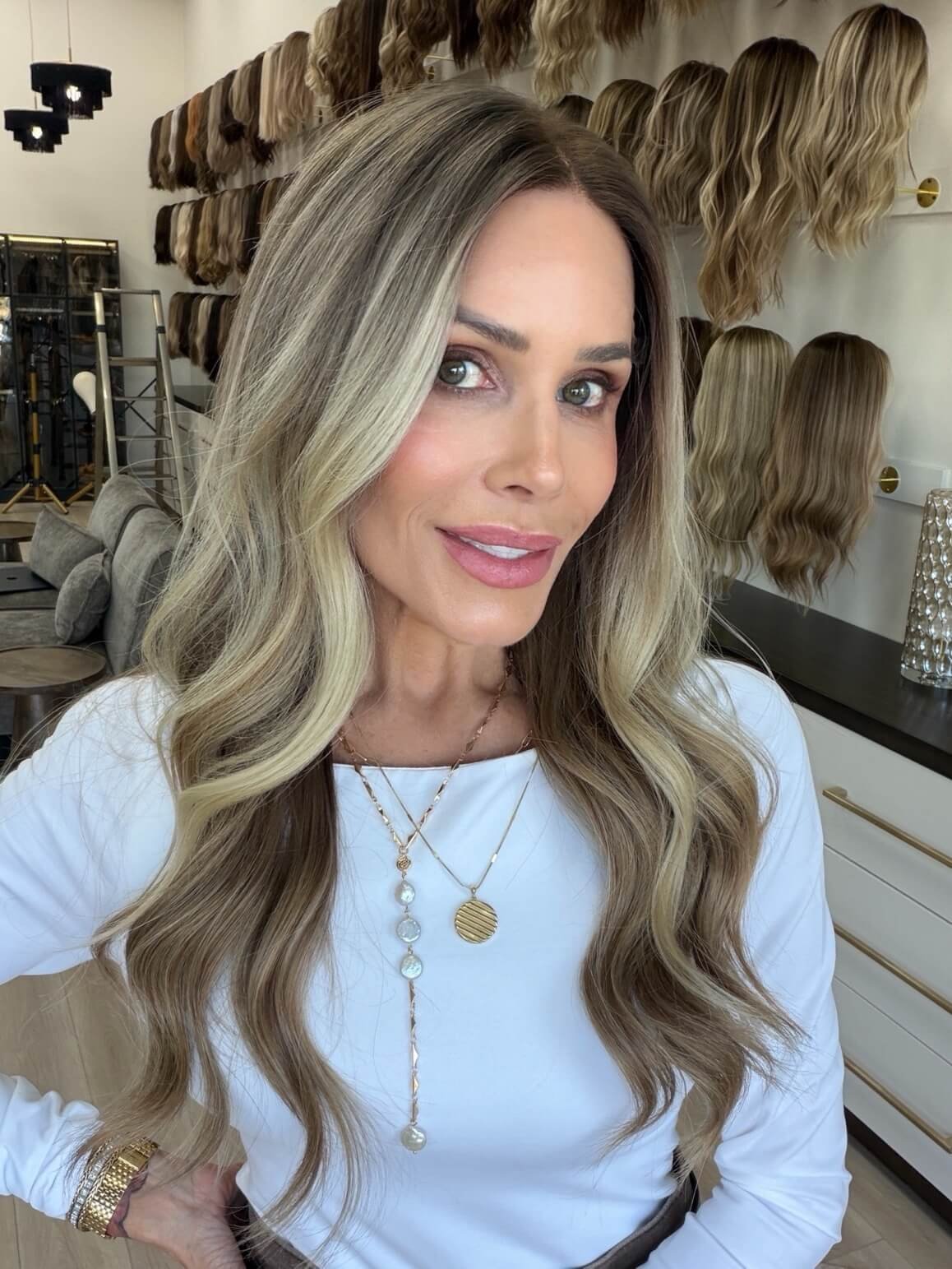 25-inch blonde Slavic human hair wig, glueless construction