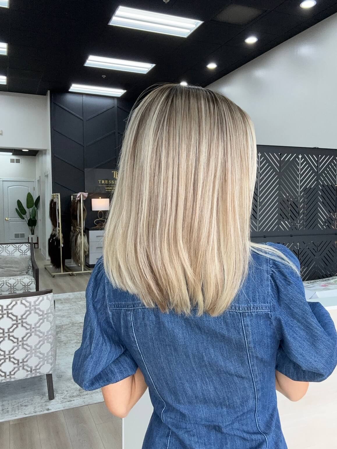 18-inch blonde Slavic human hair wig in Blonde