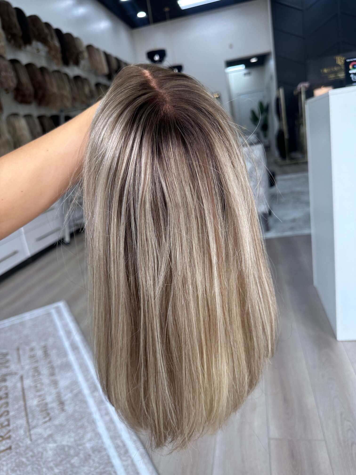 18-inch blonde Slavic human hair wig in Blonde