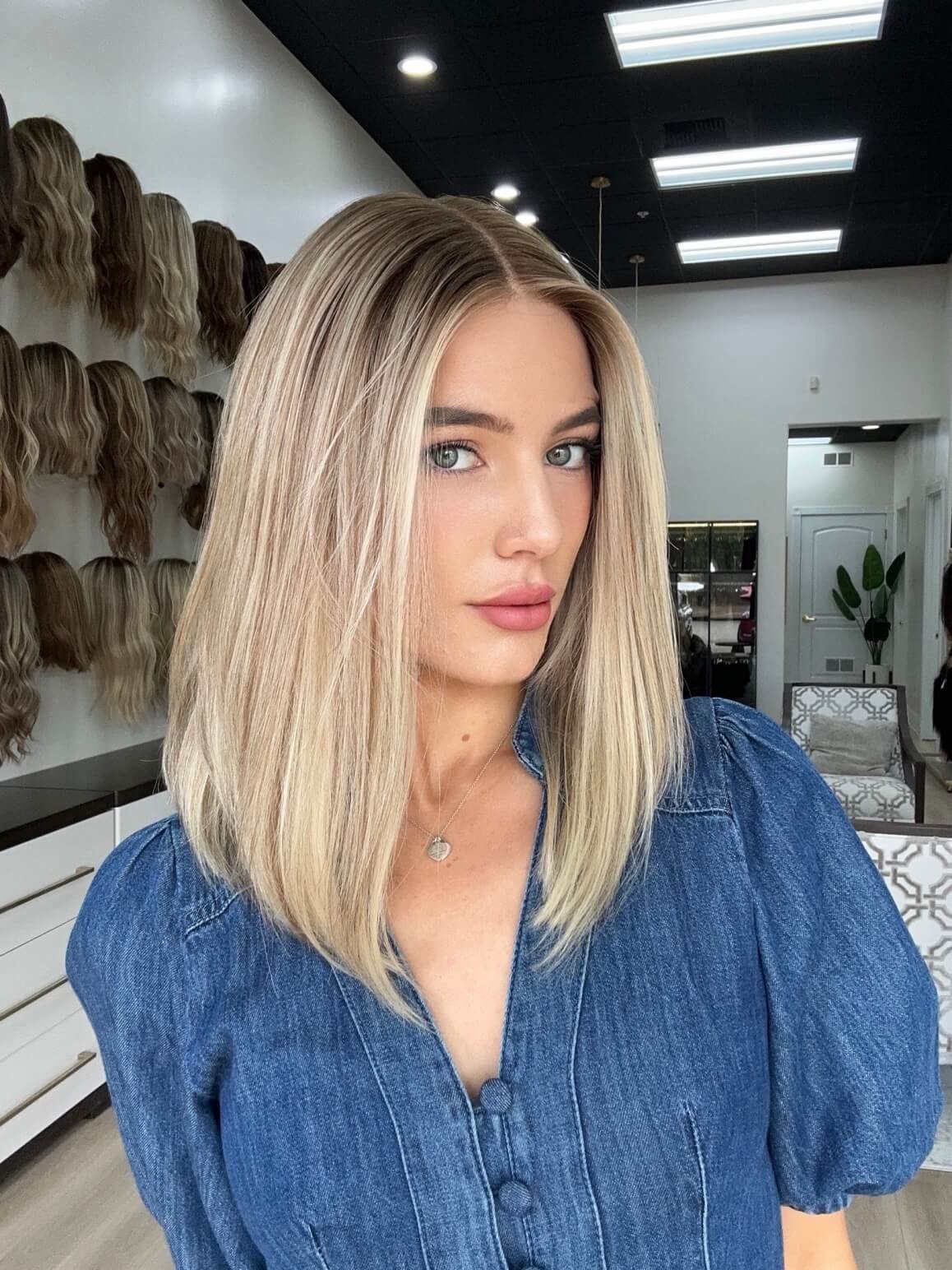 18-inch blonde Slavic human hair wig in Blonde
