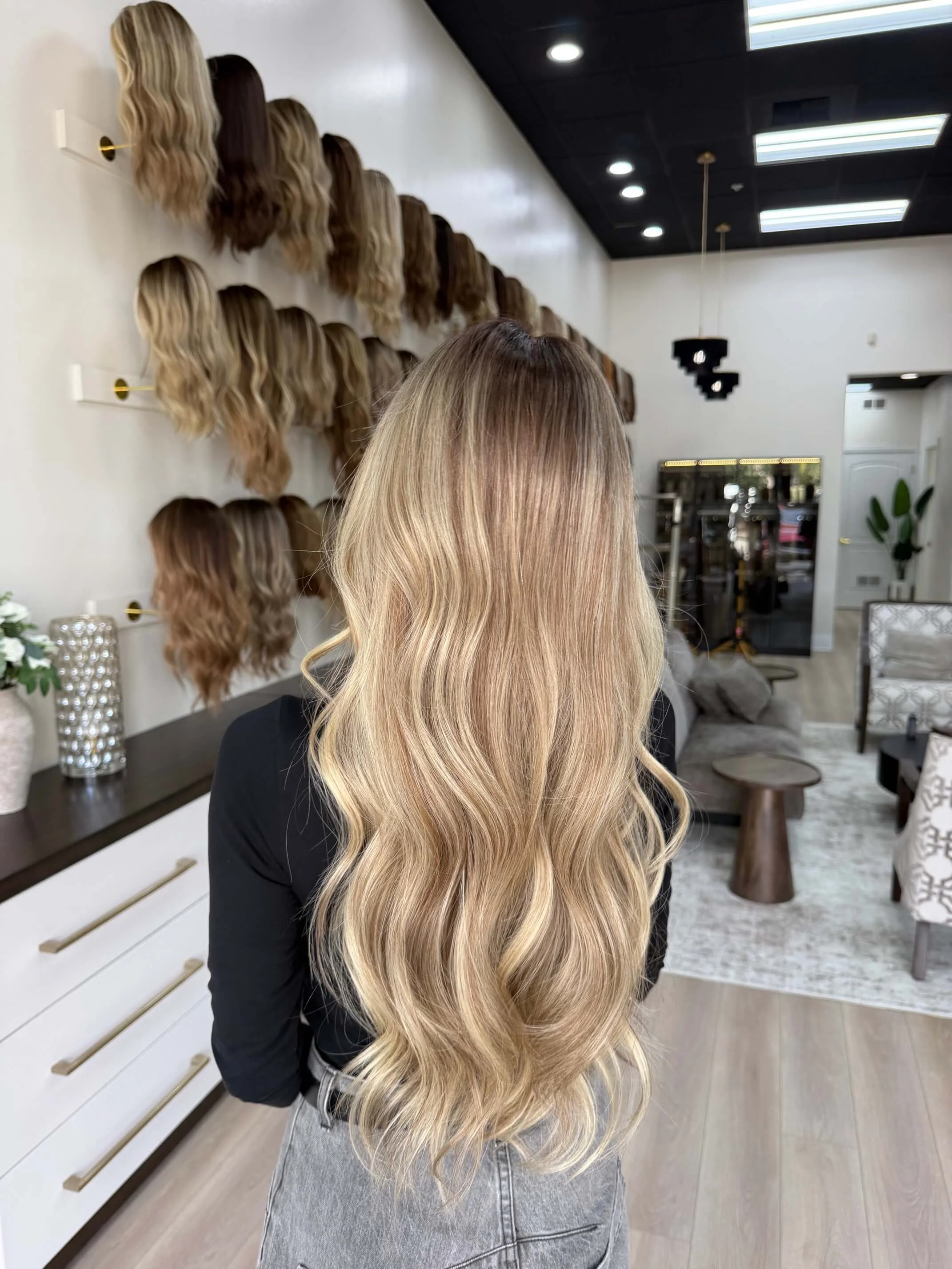 27-inch blonde Slavic human hair wig with 27-inch length