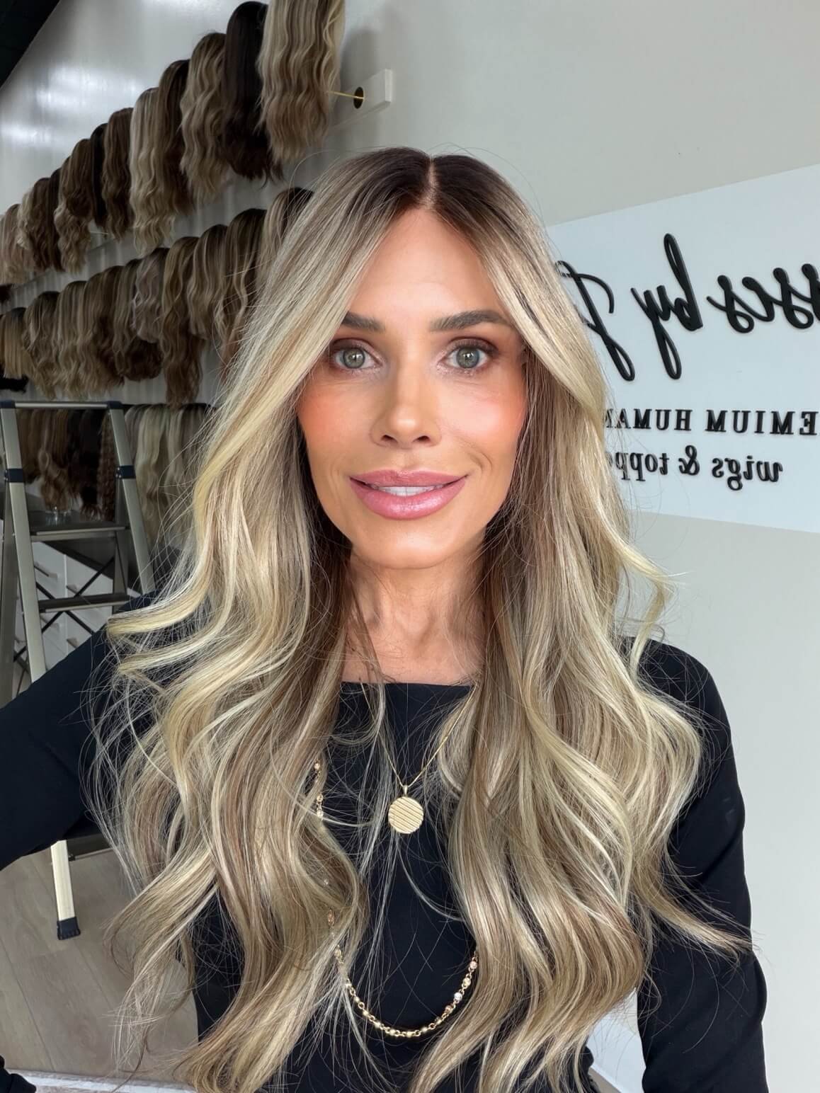 27-inch blonde Slavic human hair wig with Low density