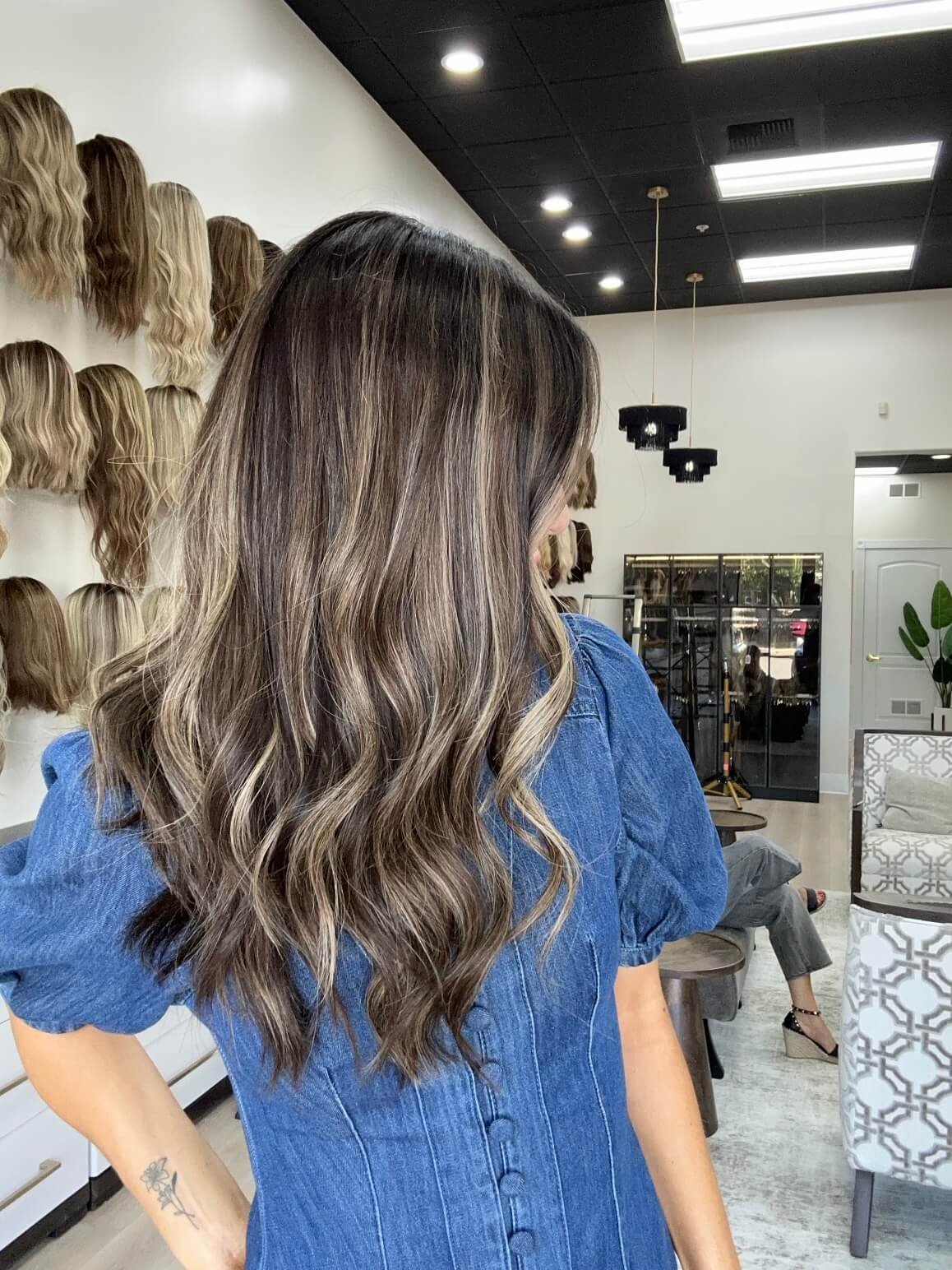 22-inch bronde human hair wig with a Velvet Luxe base