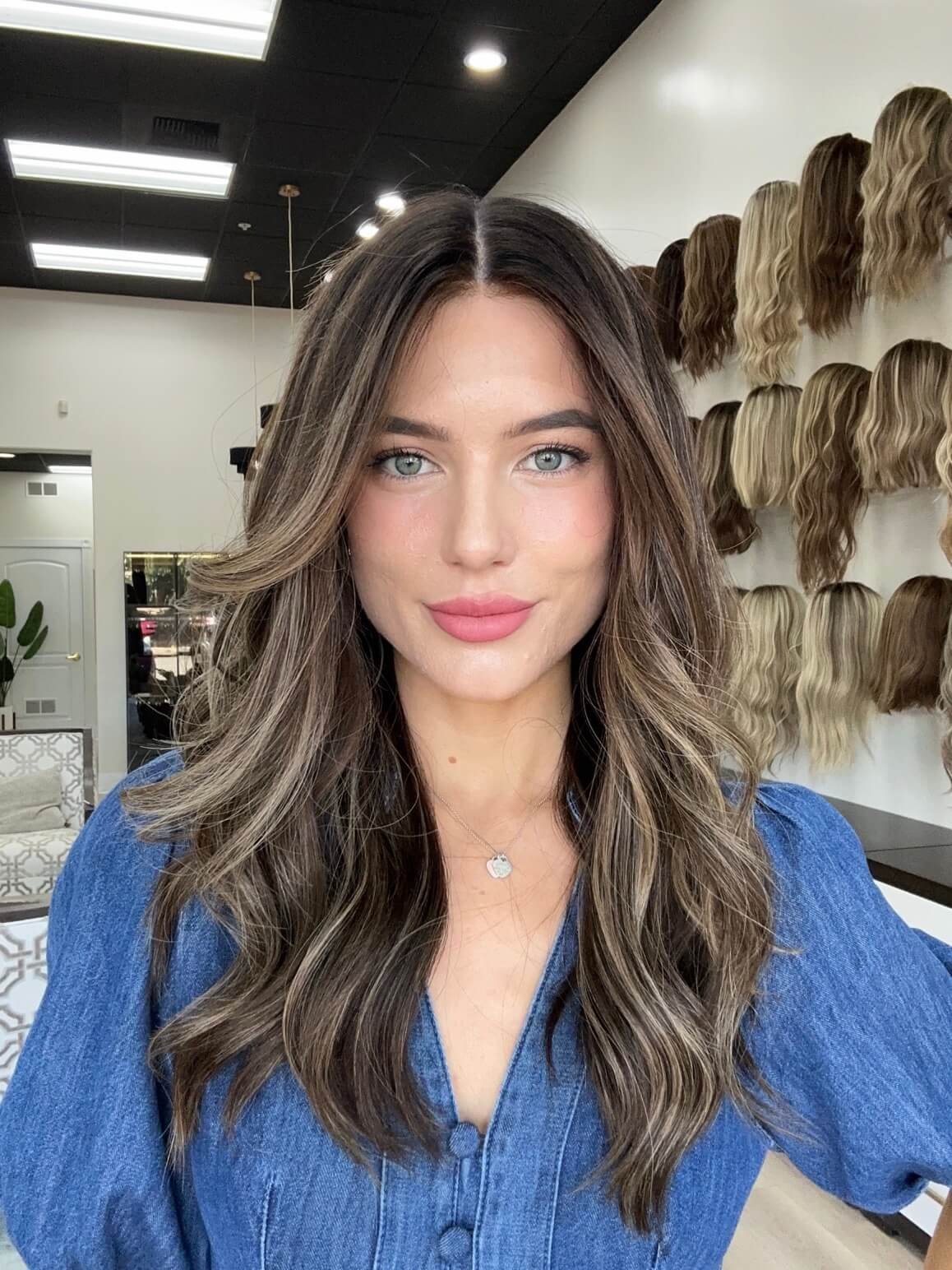 22-inch bronde human hair wig with a Velvet Luxe base