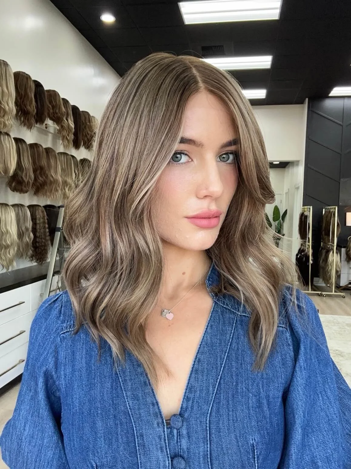 18-inch bronde Slavic human hair wig with a Diamond Lace Top base