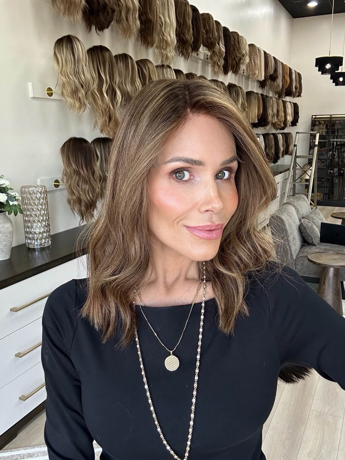 17-inch bronde Slavic human hair wig with Low Density