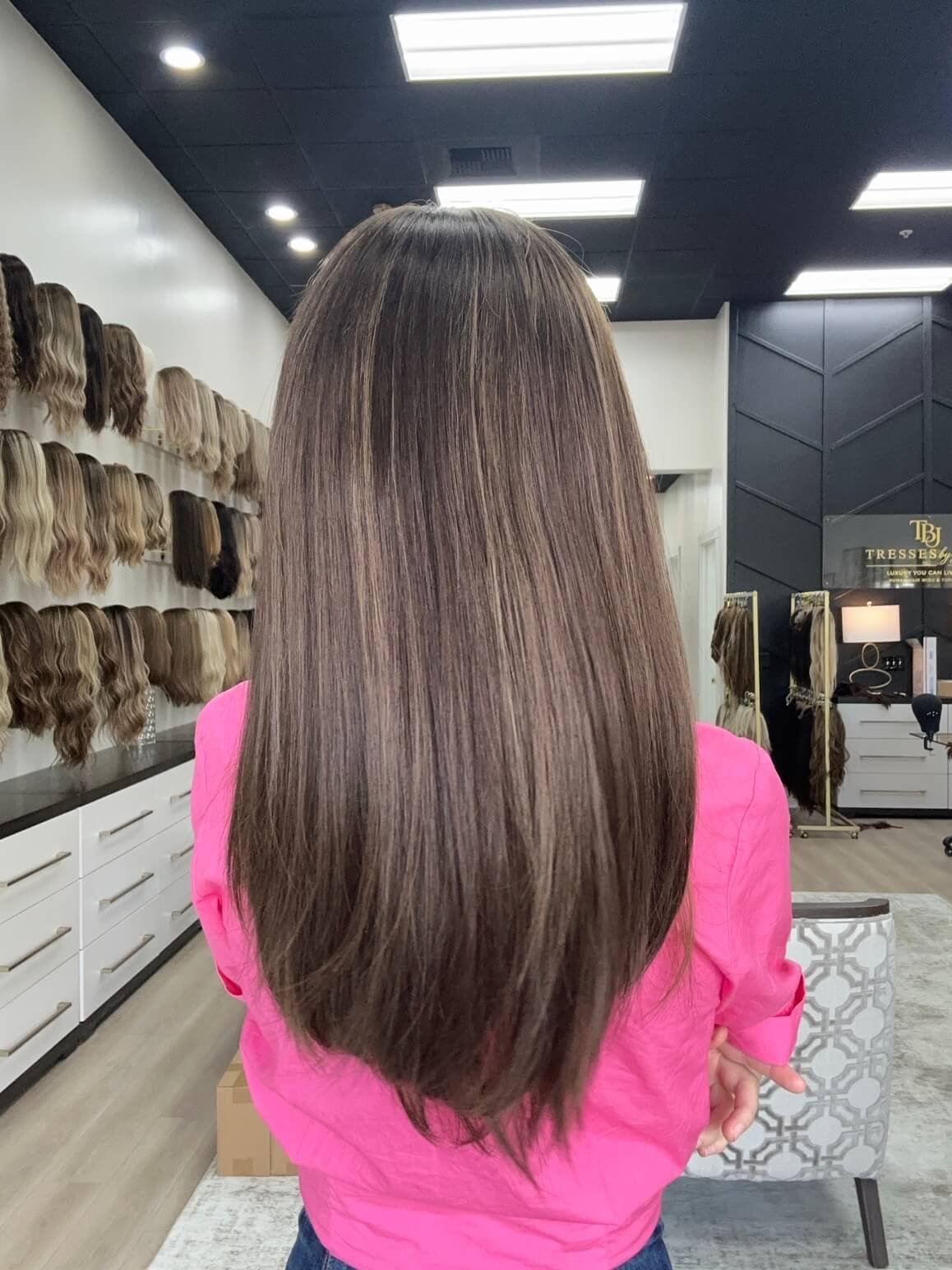 22-inch brown human hair wig in Brown