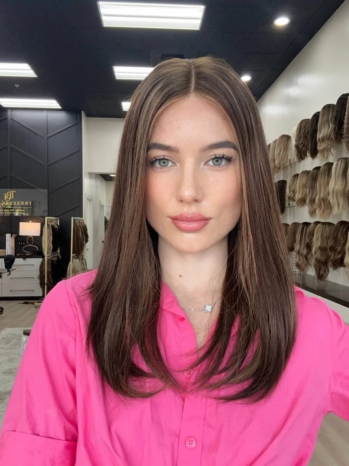 22-inch brown human hair wig with 22-inch length