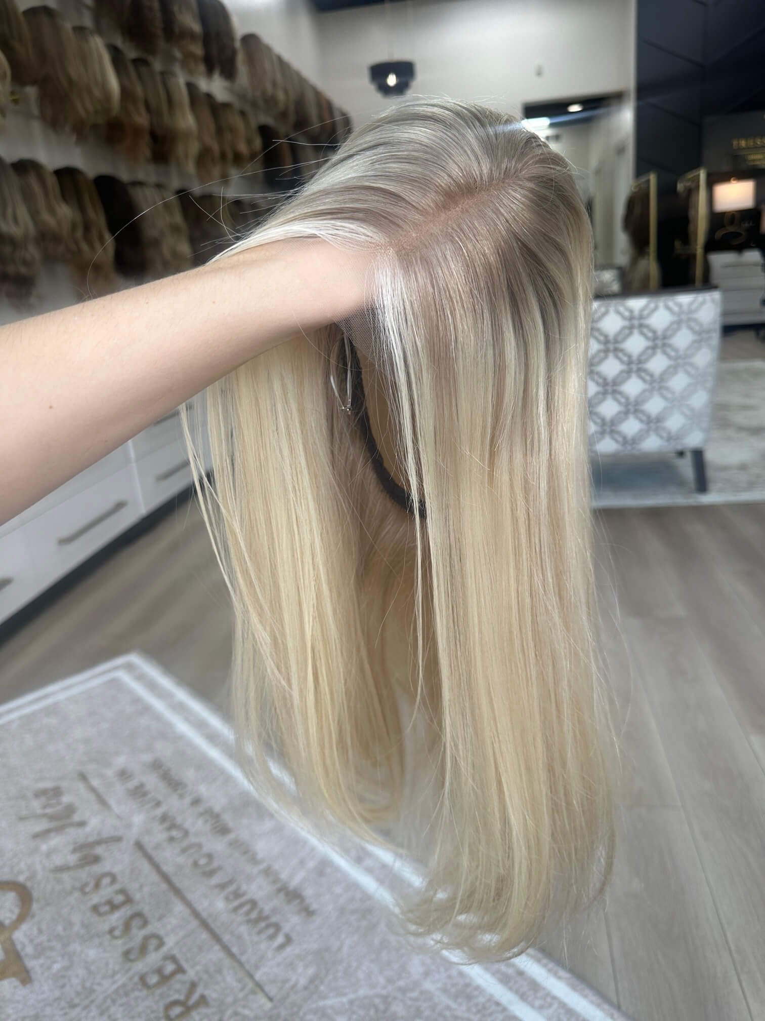 22-inch blonde human hair wig with 22-inch length