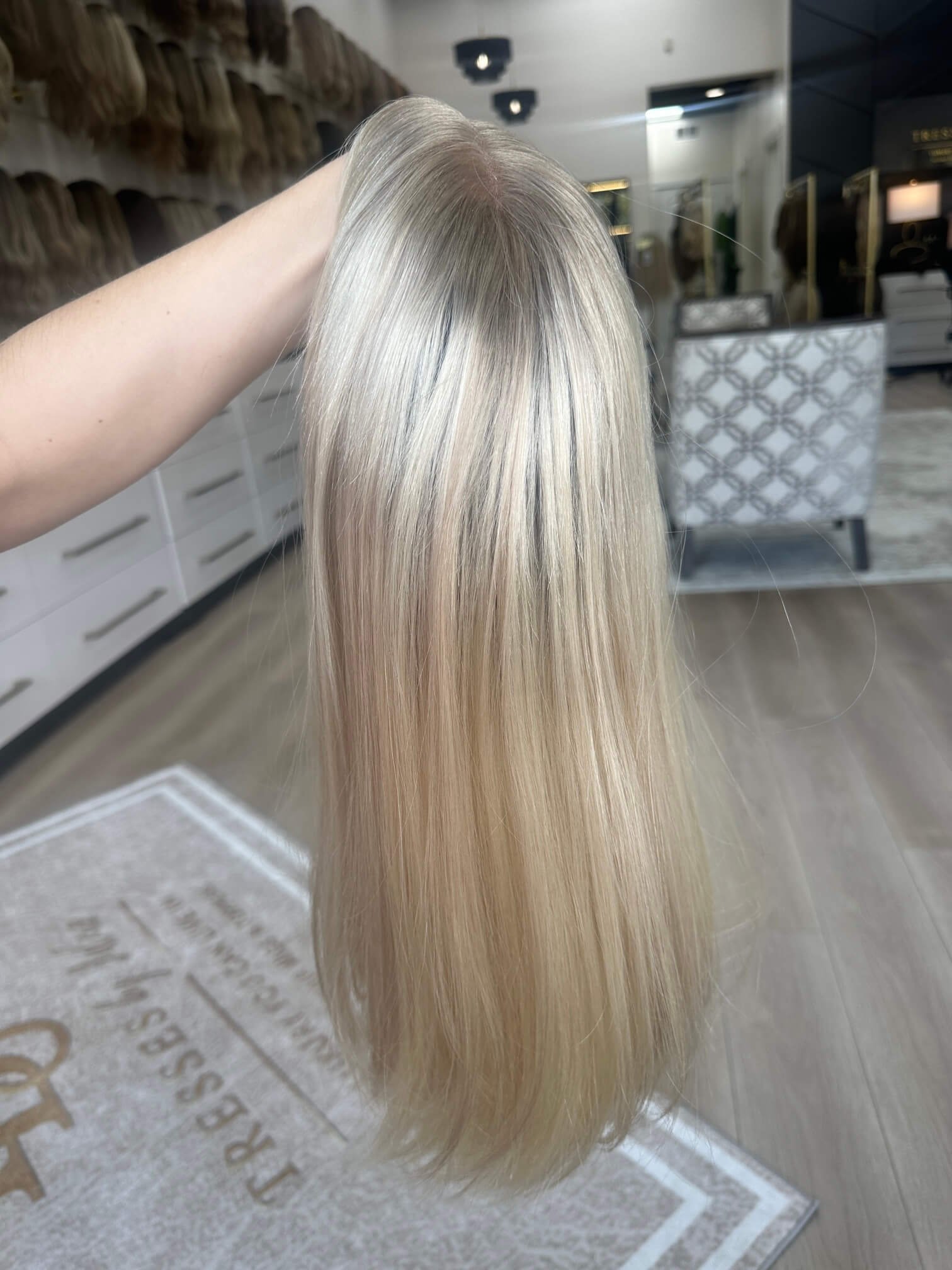 22-inch blonde human hair wig with 120% Hair Density