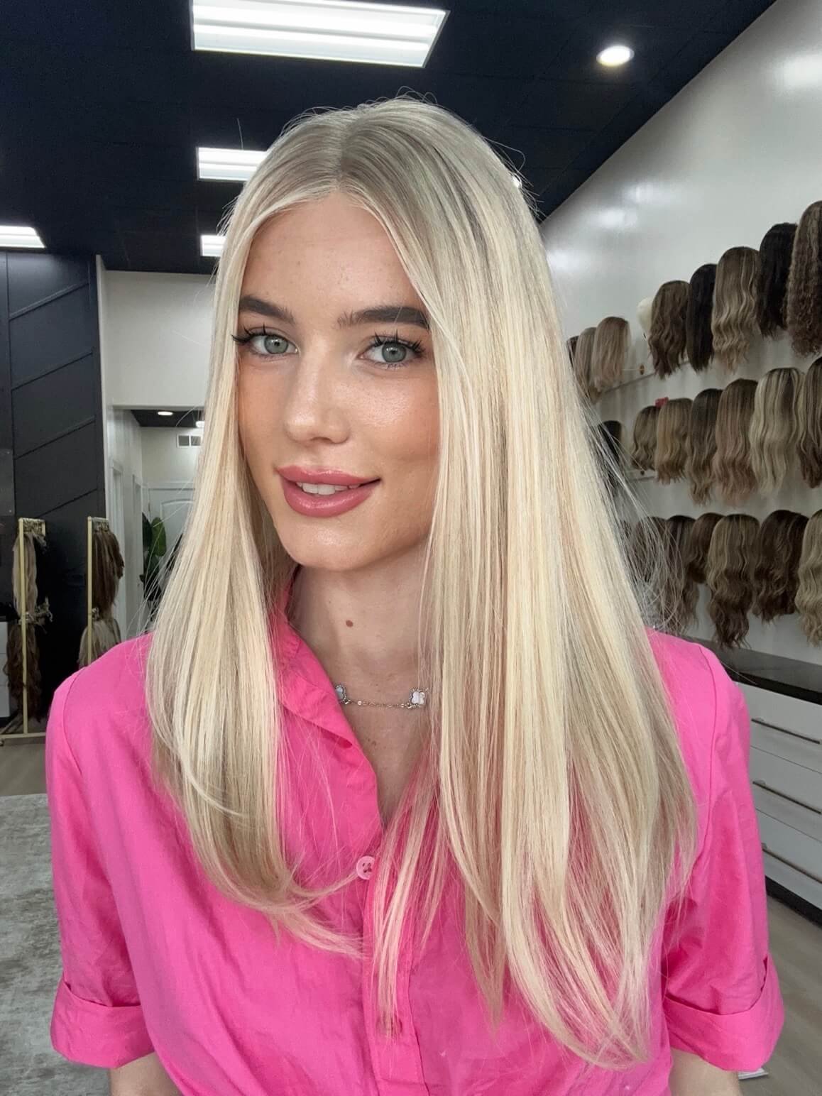 22-inch blonde human hair wig with 22-inch length