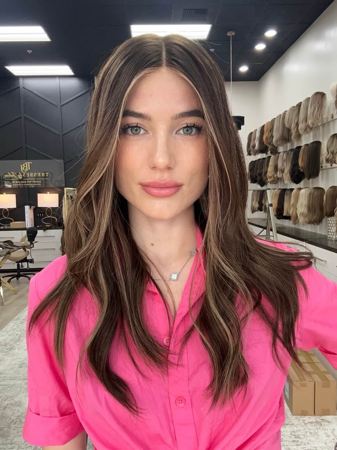 20-inch brown human hair wig with 20-inch length