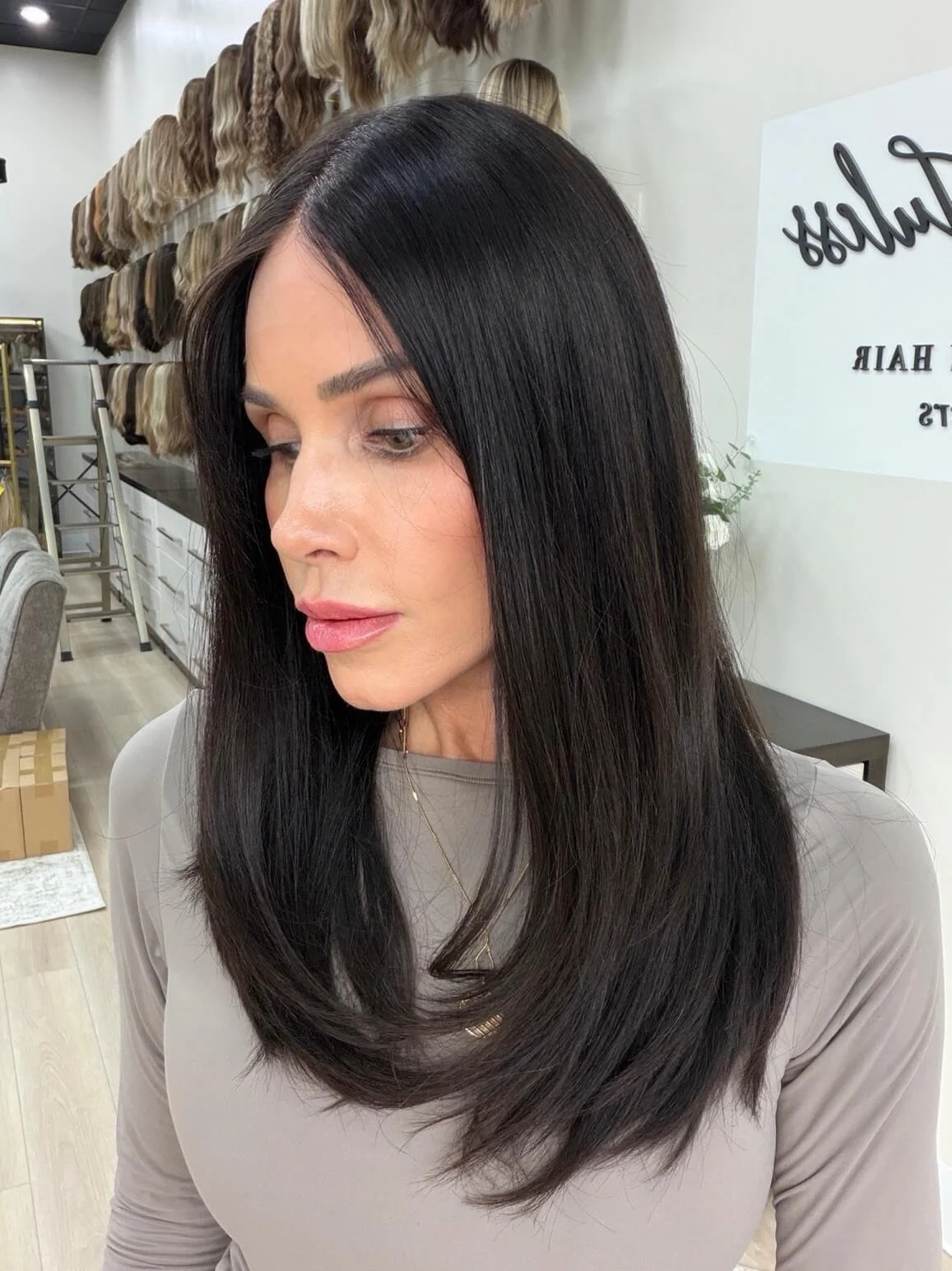 22-inch brown European human hair wig with 120% Hair Density