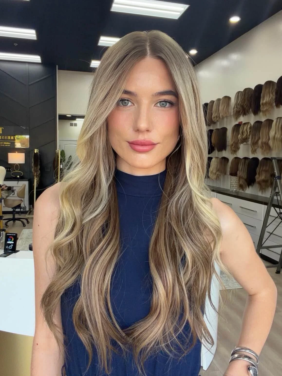 29-inch blonde Slavic human hair wig with a Diamond Lace Top base