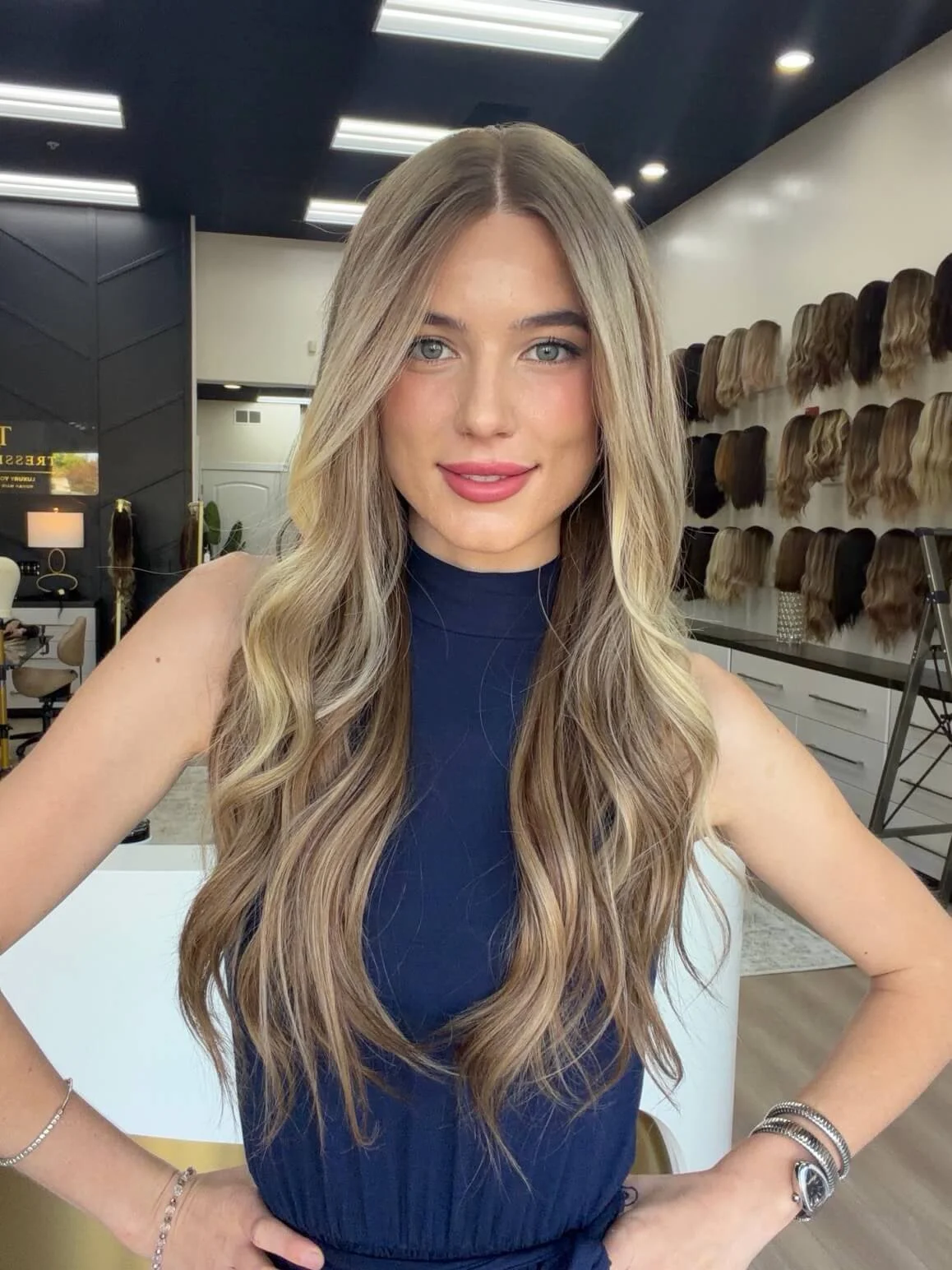 29-inch blonde Slavic human hair wig, glueless construction