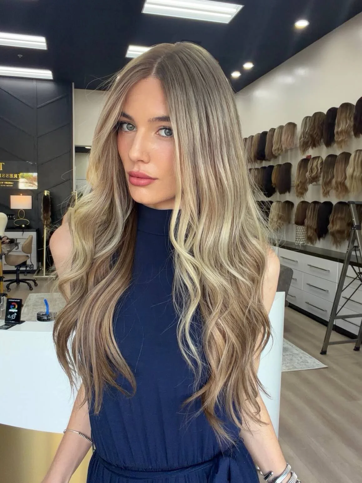 29-inch blonde Slavic human hair wig with Low density