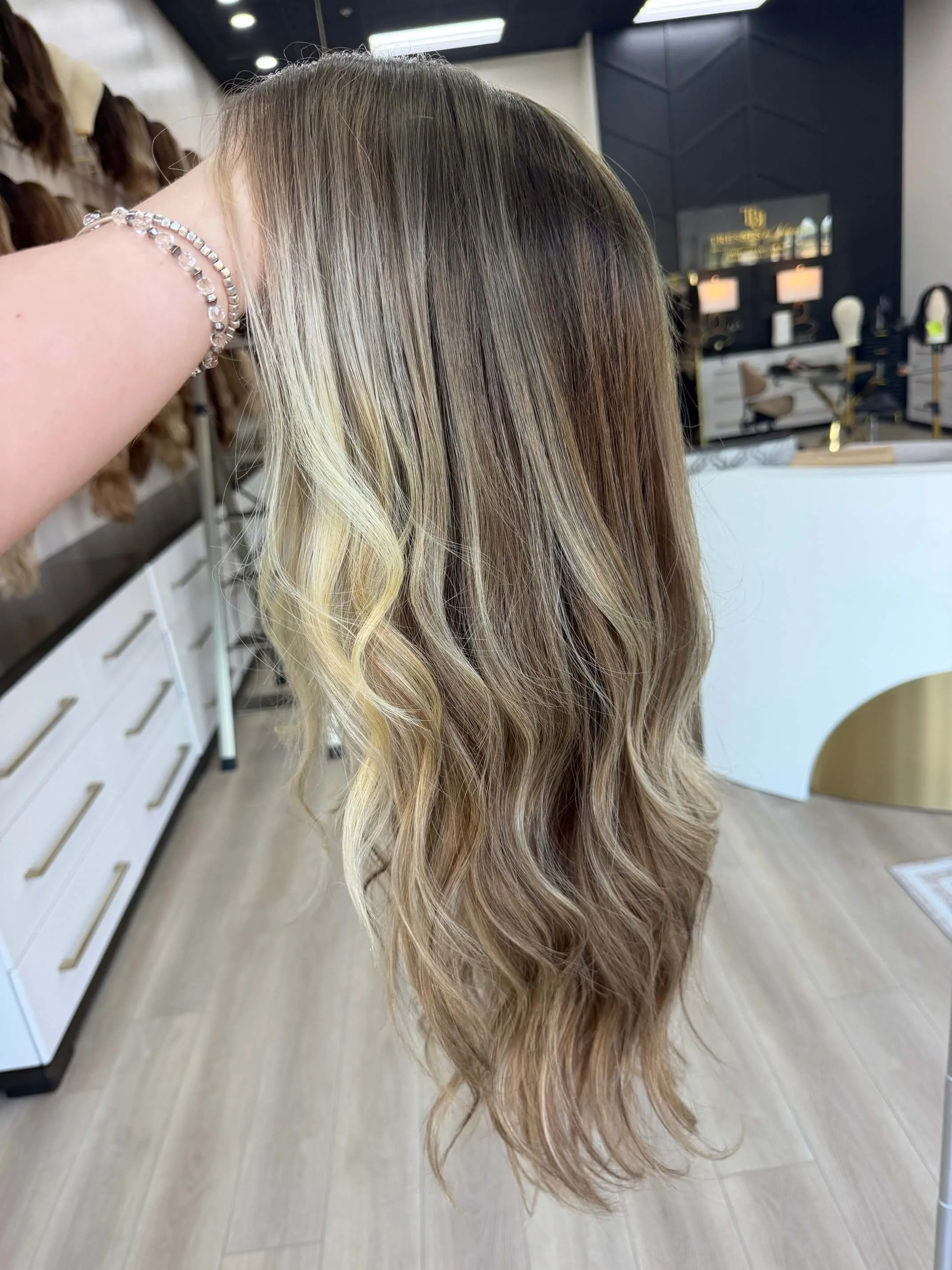 29-inch blonde Slavic human hair wig with Low density