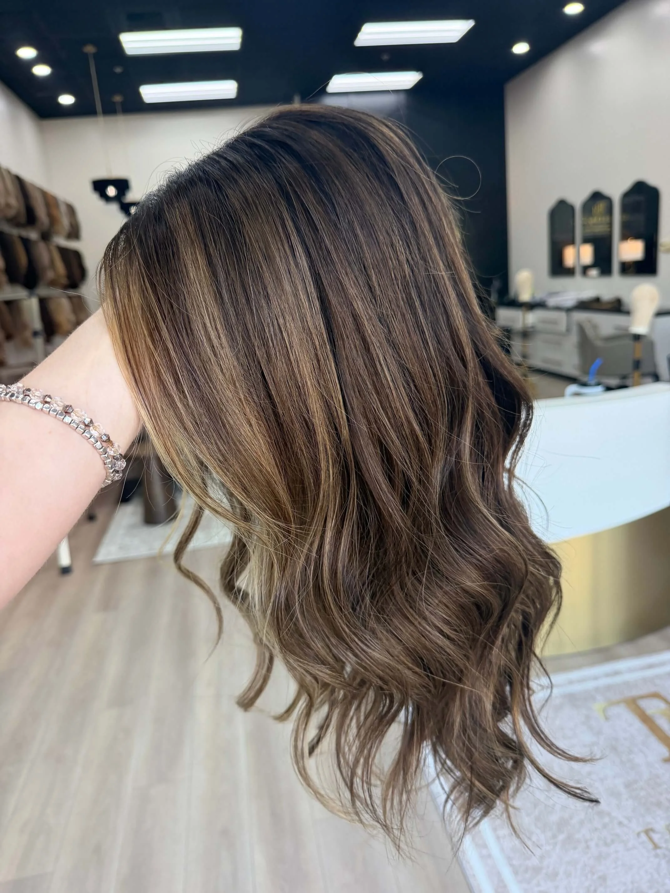 25-inch brown Slavic human hair wig with 120% Hair Density
