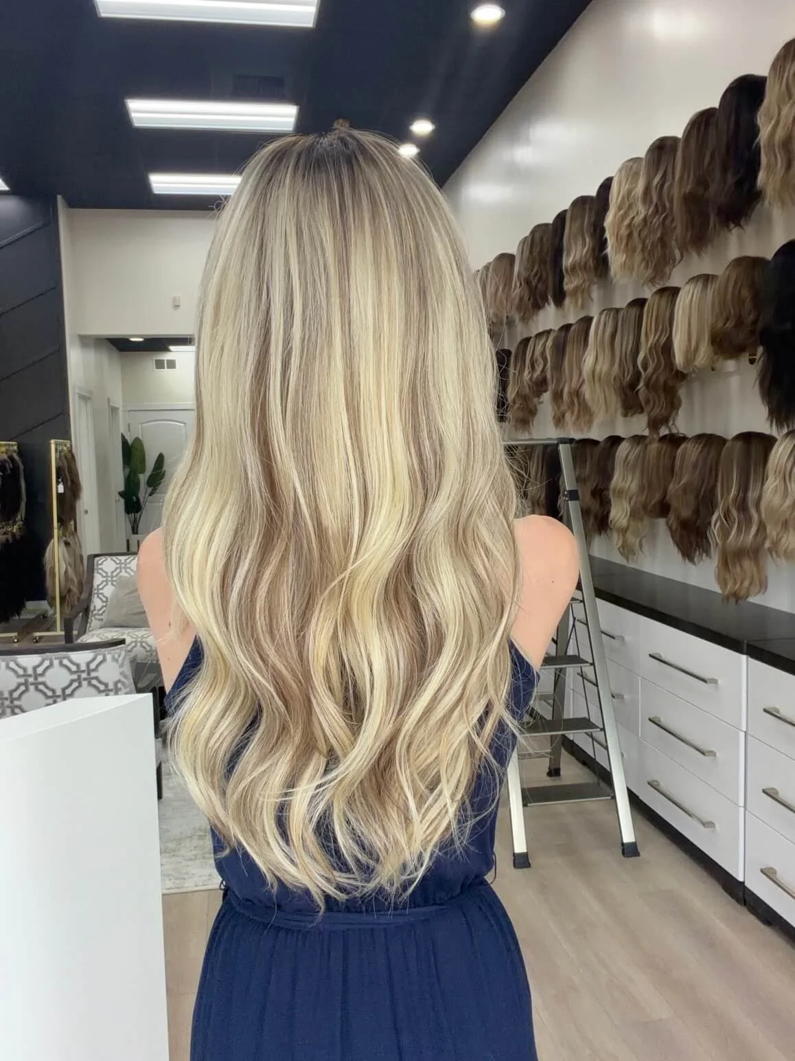 24-inch blonde Slavic human hair wig with a Diamond Lace Top base