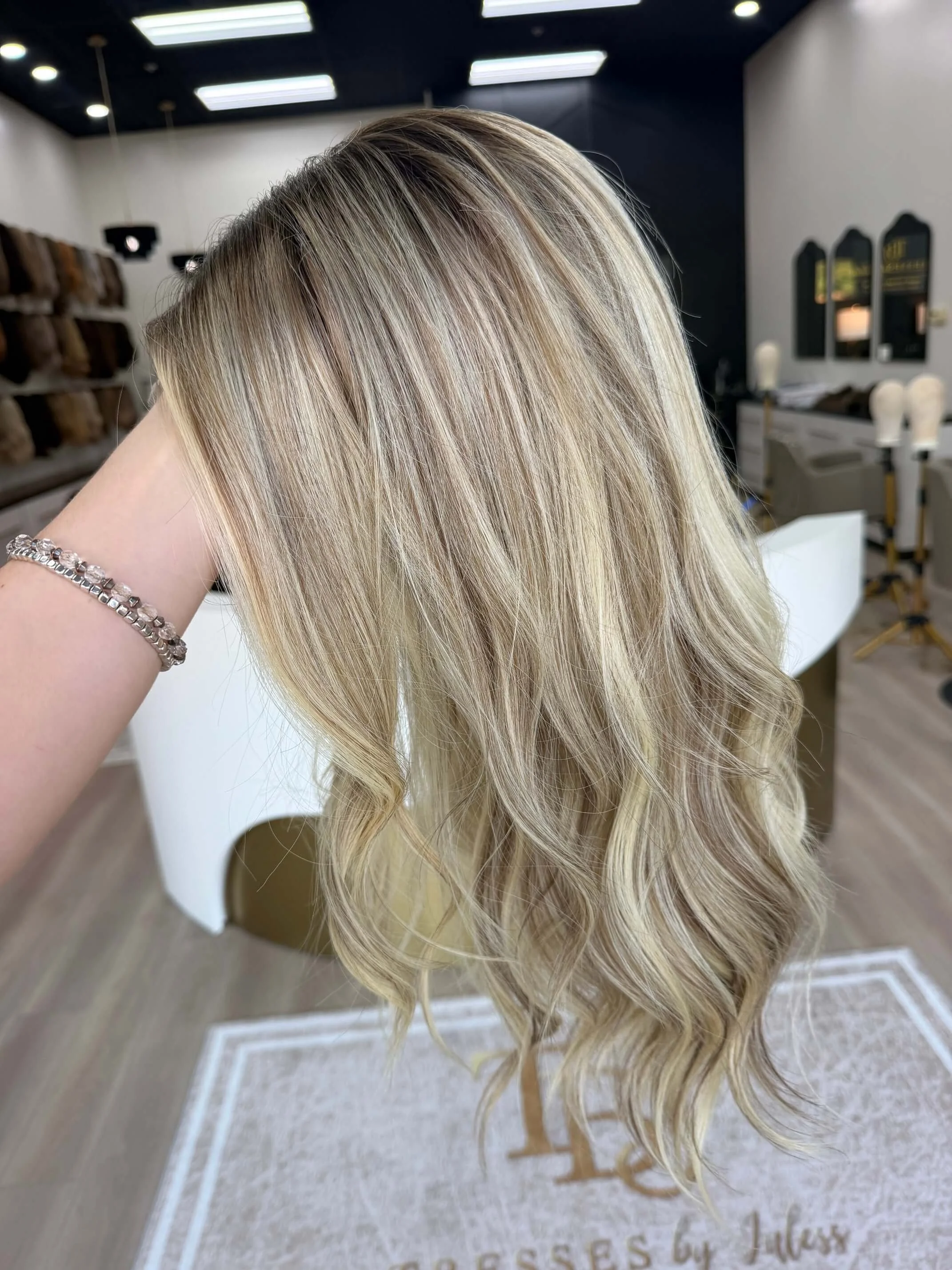 24-inch blonde Slavic human hair wig with a Diamond Lace Top base