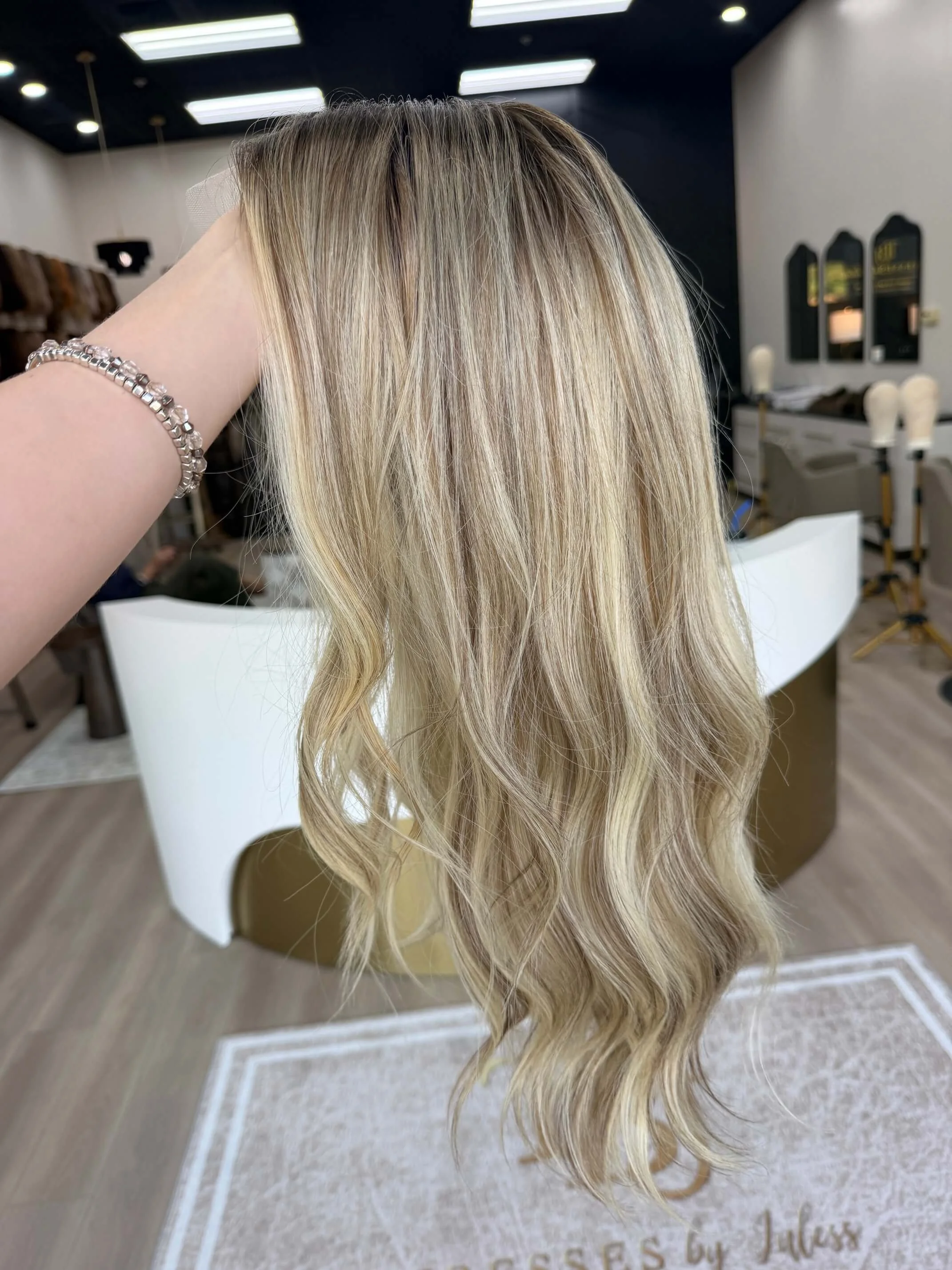 24-inch blonde Slavic human hair wig, glueless construction