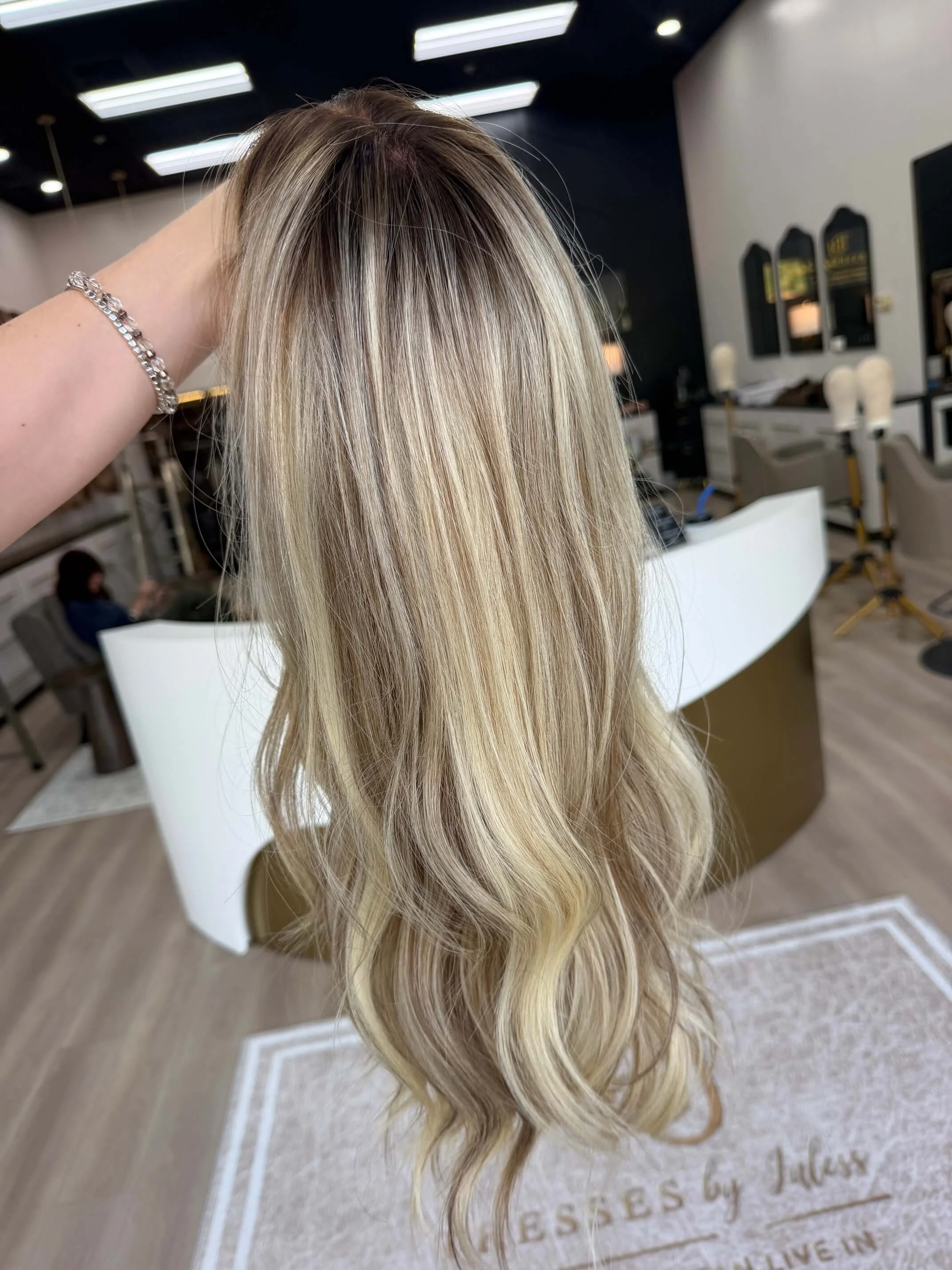 24-inch blonde Slavic human hair wig with Low density