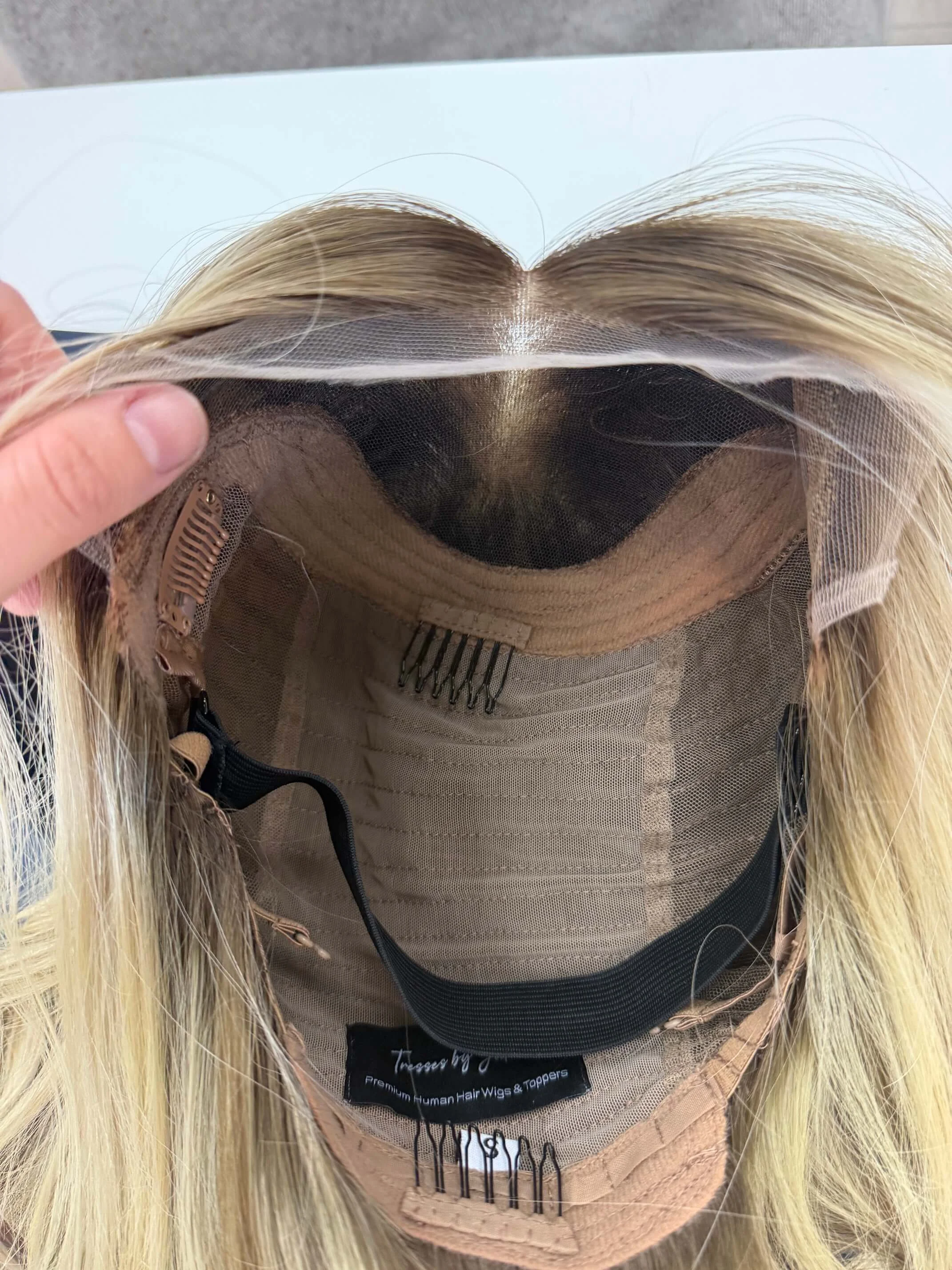 24-inch blonde Slavic human hair wig with a Diamond Lace Top base