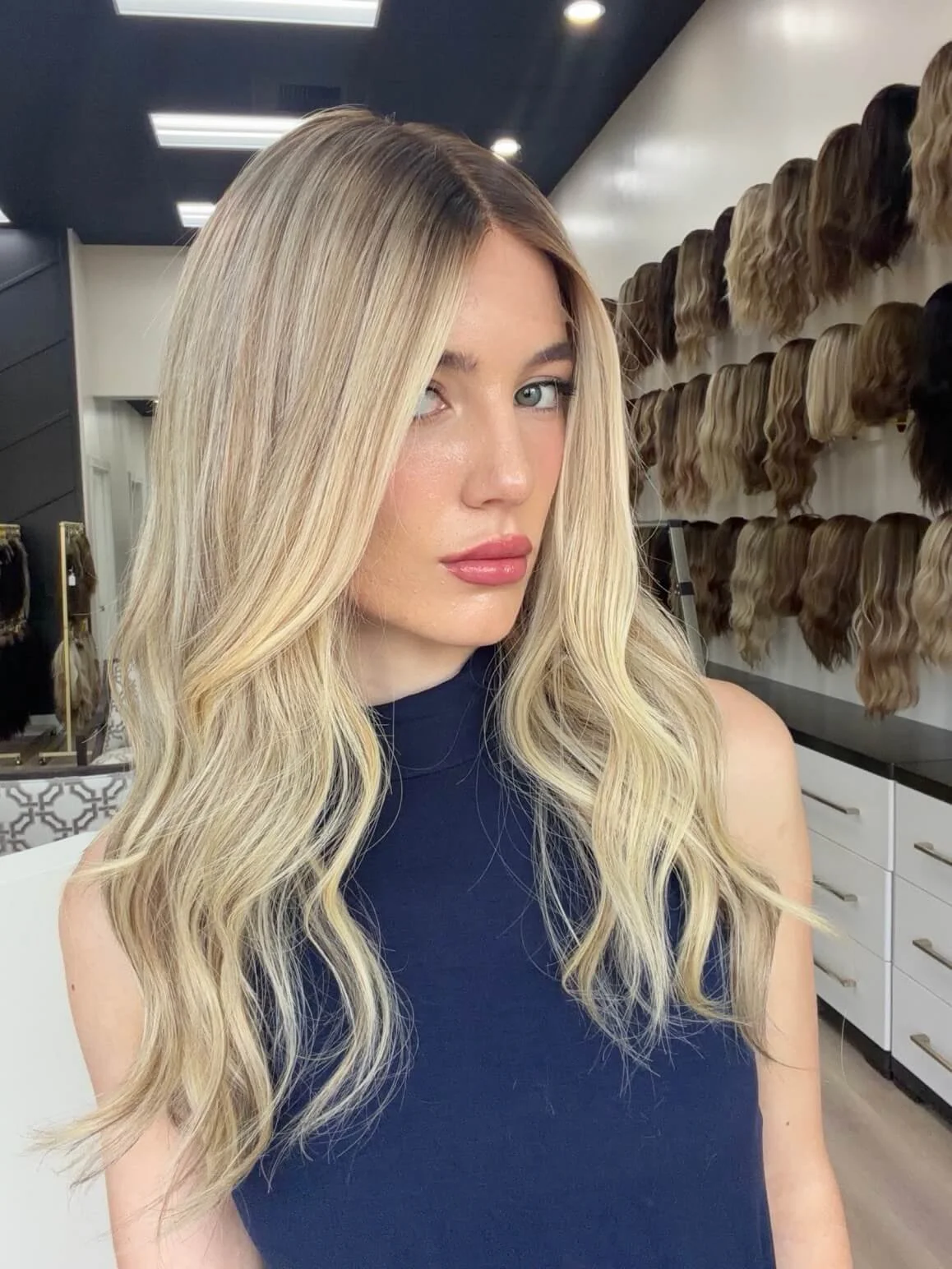 24-inch blonde Slavic human hair wig with a Diamond Lace Top base