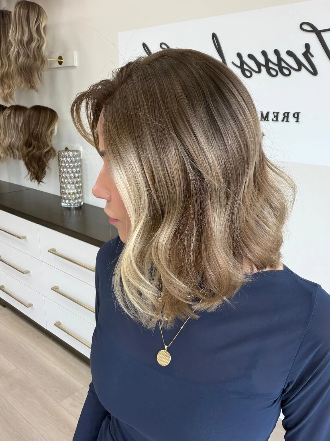 15-inch blonde Slavic human hair wig with a Diamond Lace Top base