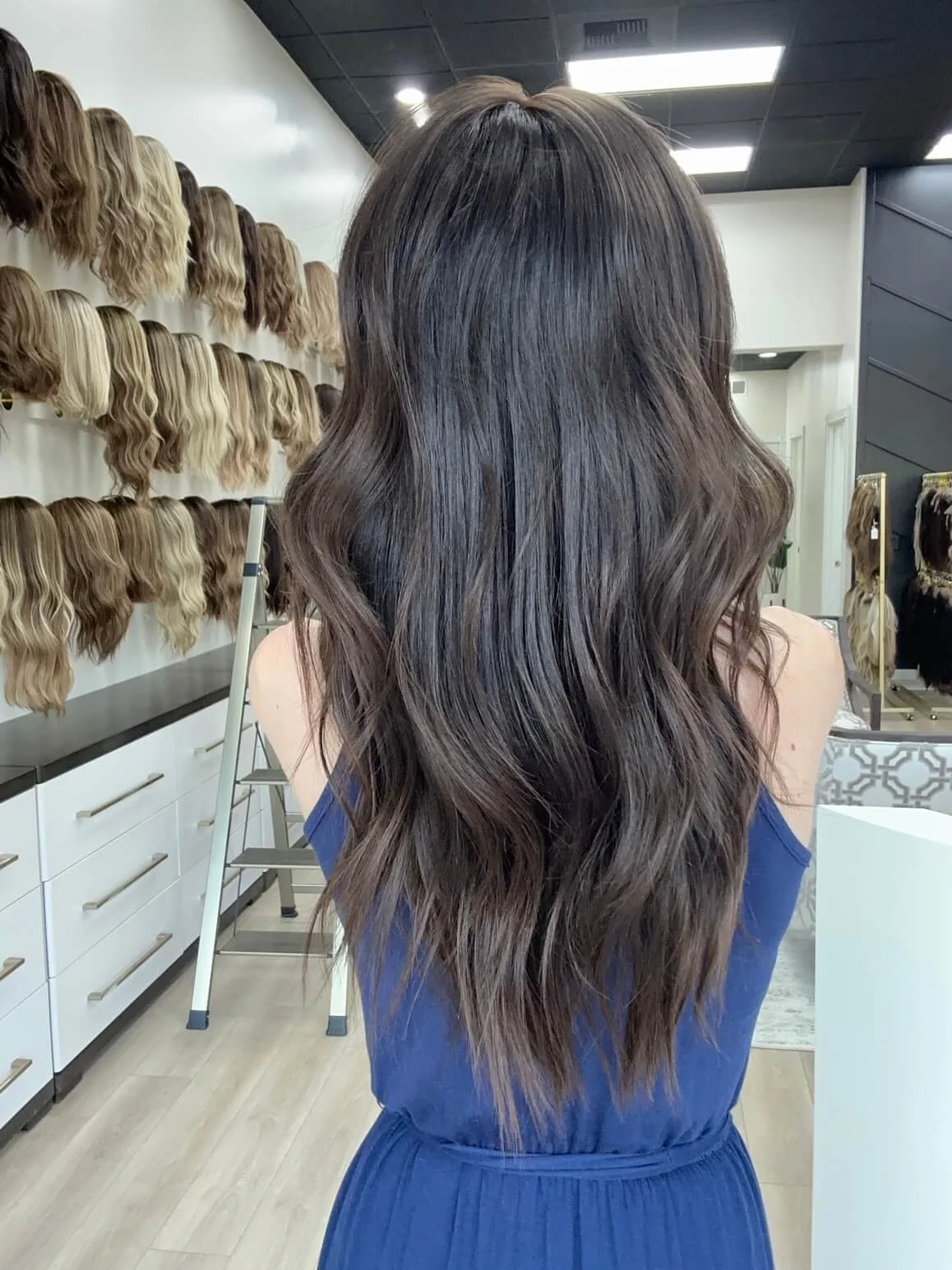 23-inch brown Slavic human hair topper with a Diamond Lace Top base