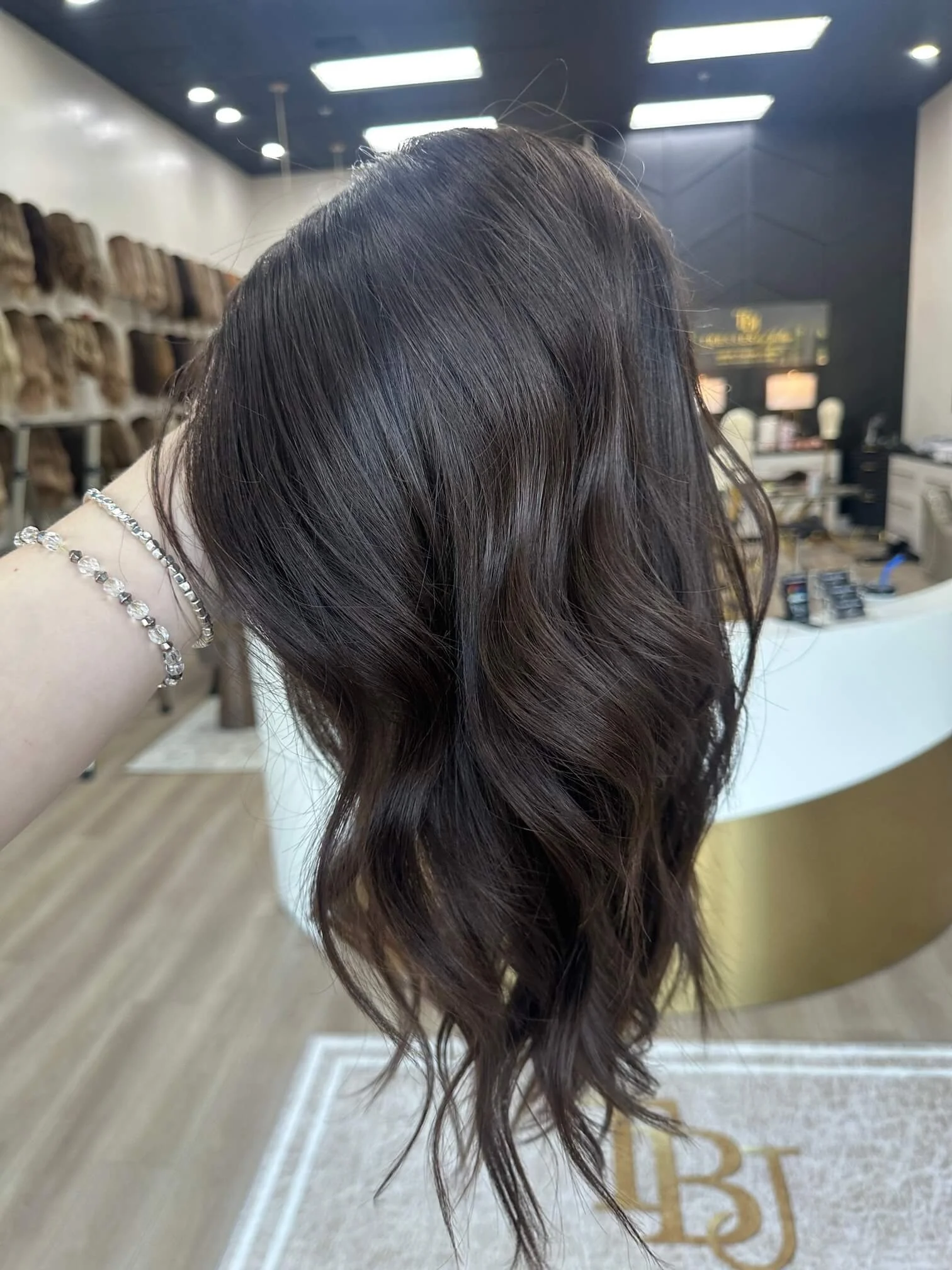 23-inch brown Slavic human hair topper with Low Density