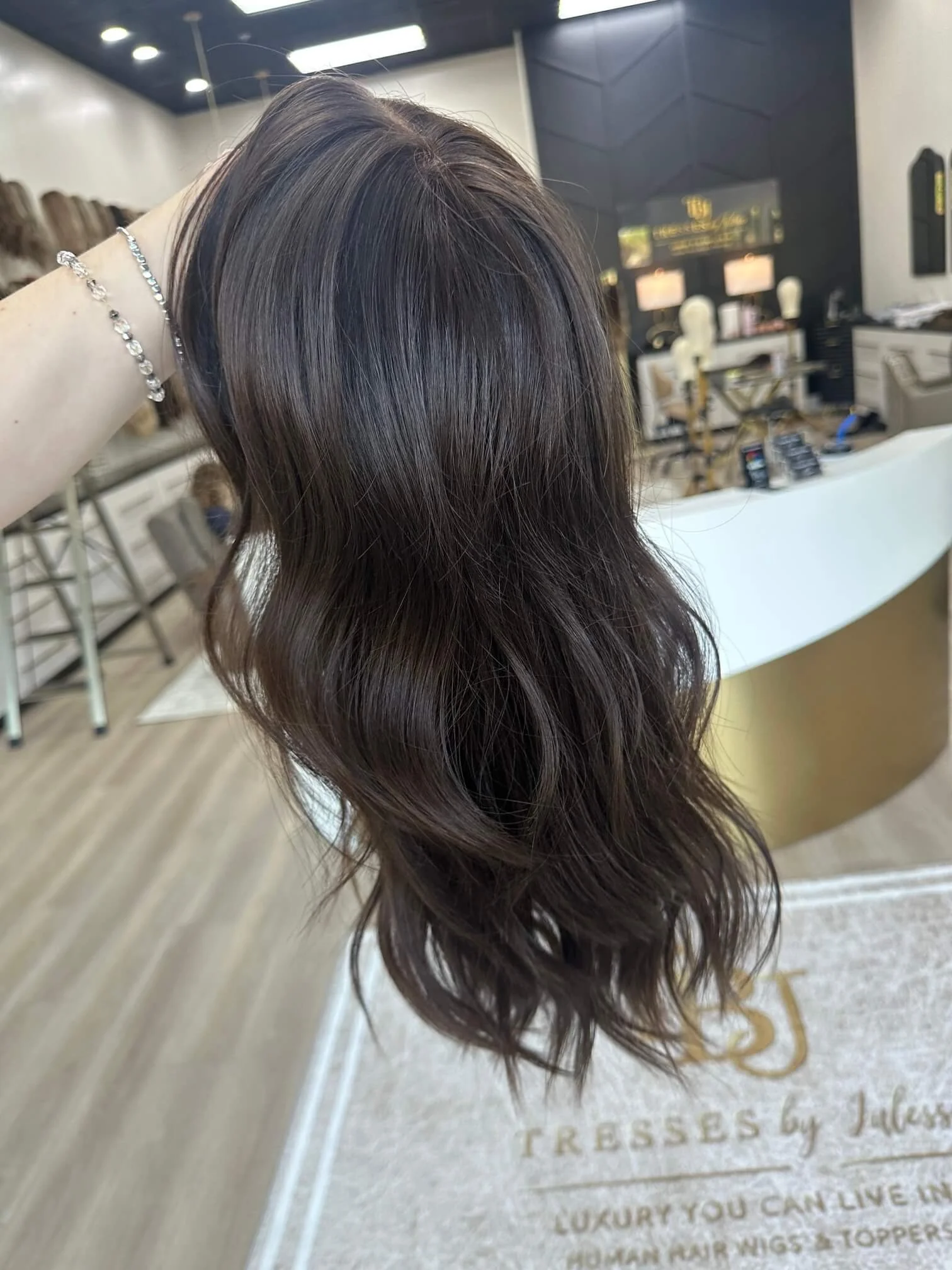23-inch brown Slavic human hair topper in Brown
