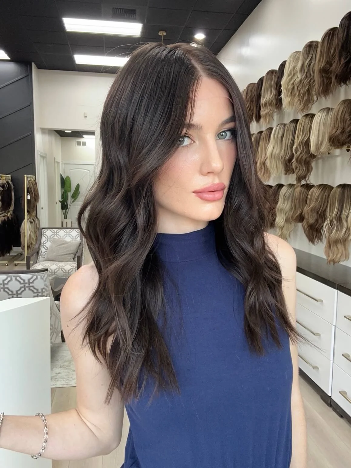 23-inch brown Slavic human hair topper with Low Density