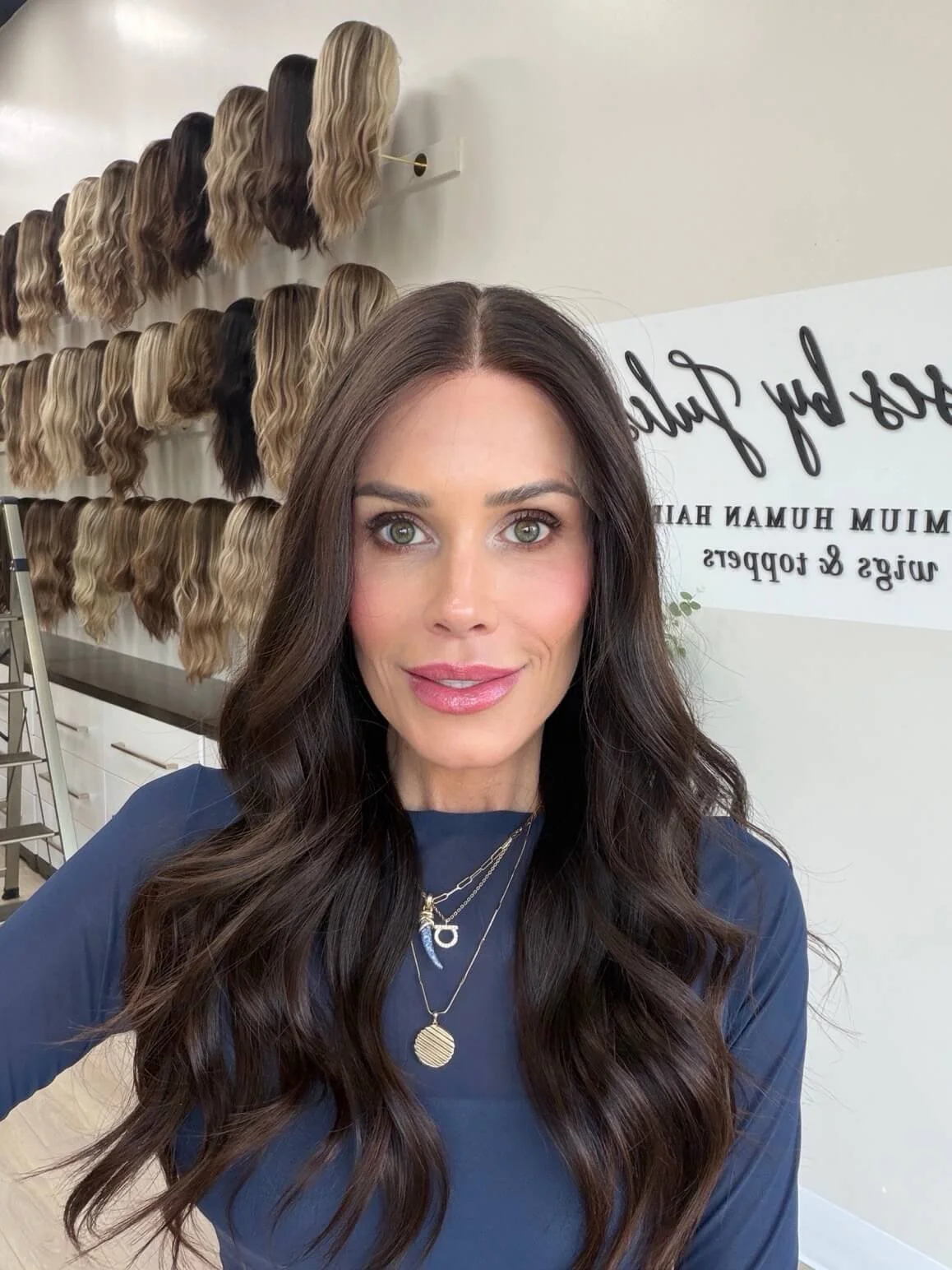 25-inch brown Slavic human hair topper with a Diamond Lace Top base