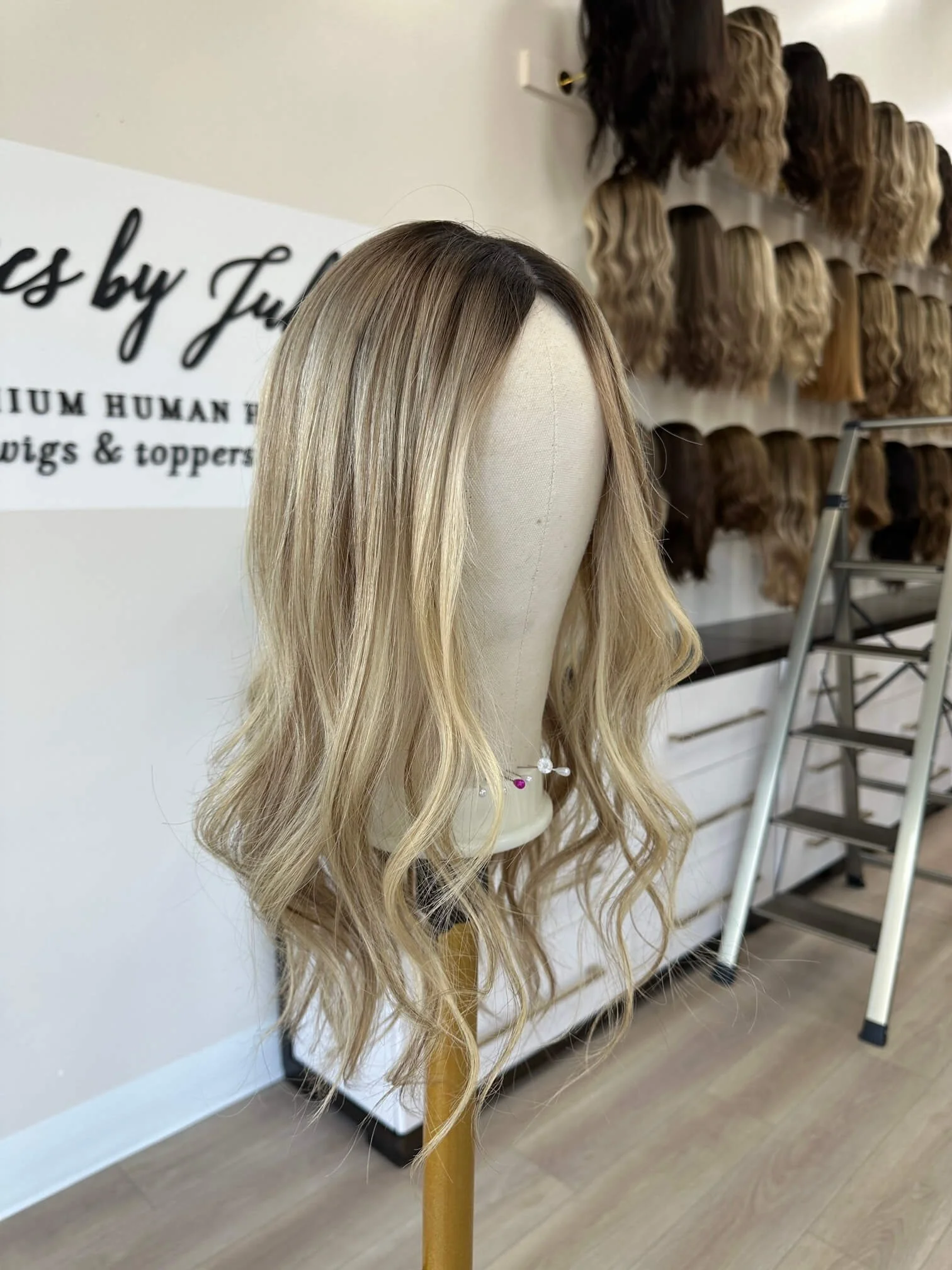 24-inch blonde Slavic human hair topper with 24-inch length